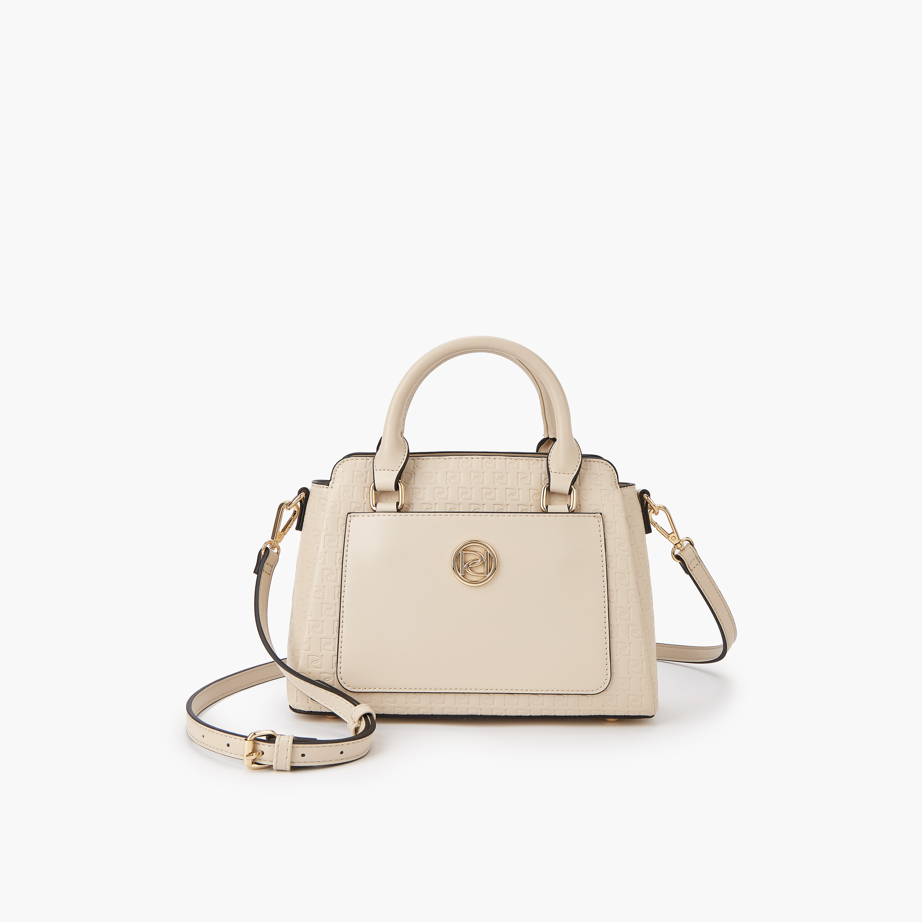 Paprika Monogram Embossed Tote Bag with Double Handle and Zip Closure-women-bagsandwallets-handbags-image-1