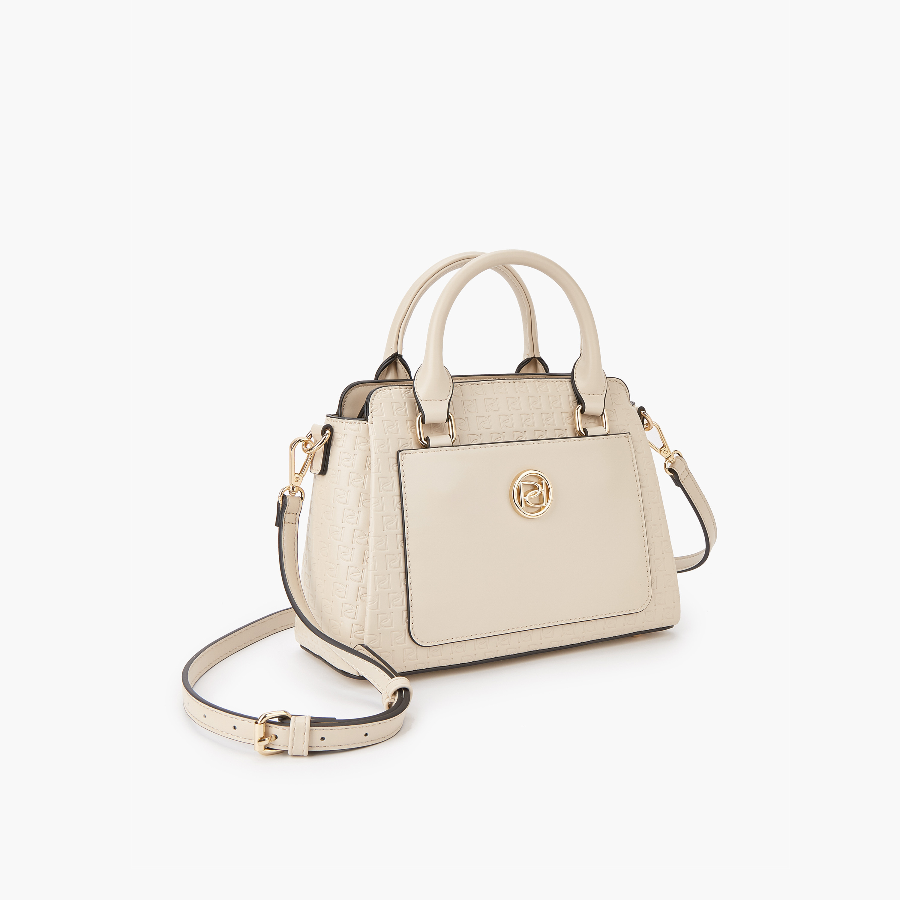 Paprika Monogram Embossed Tote Bag with Double Handle and Zip Closure-women-bagsandwallets-handbags-image-2