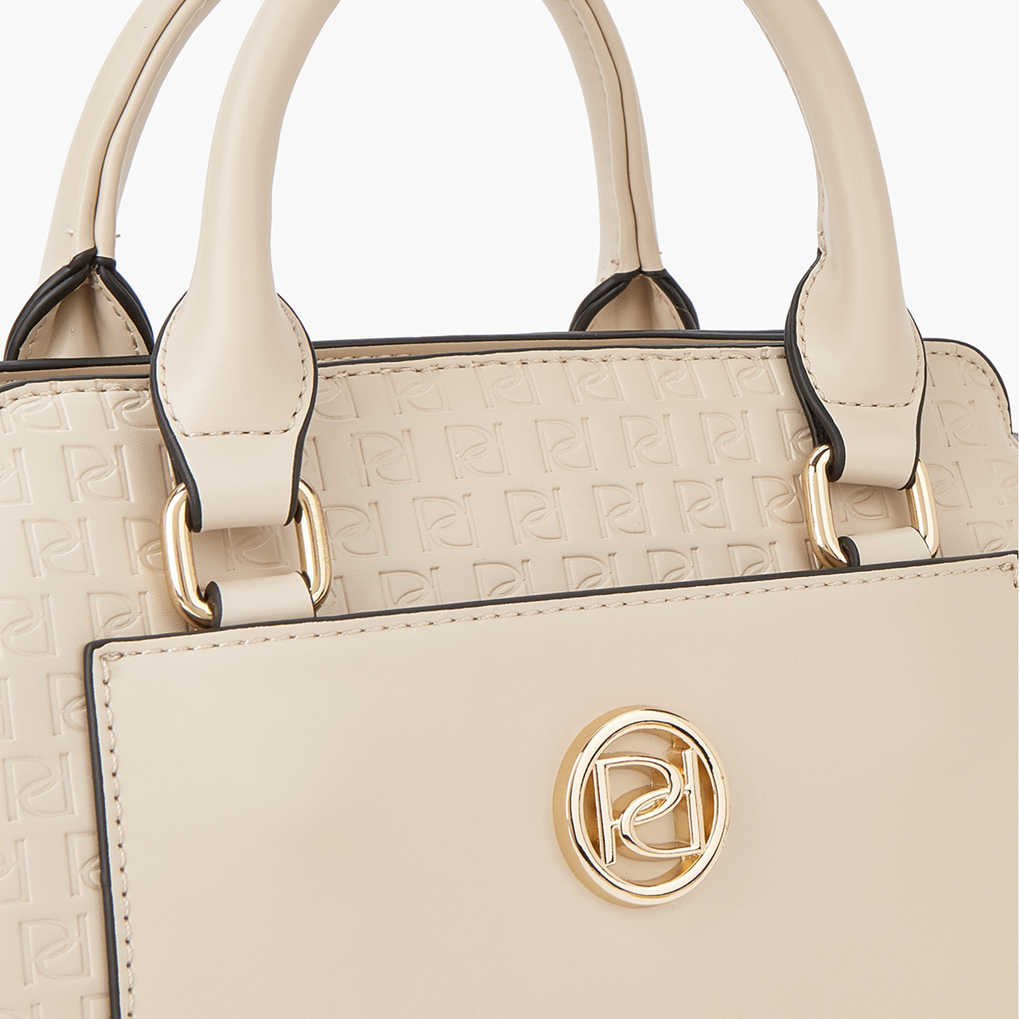 Paprika Monogram Embossed Tote Bag with Double Handle and Zip Closure-women-bagsandwallets-handbags-image-5