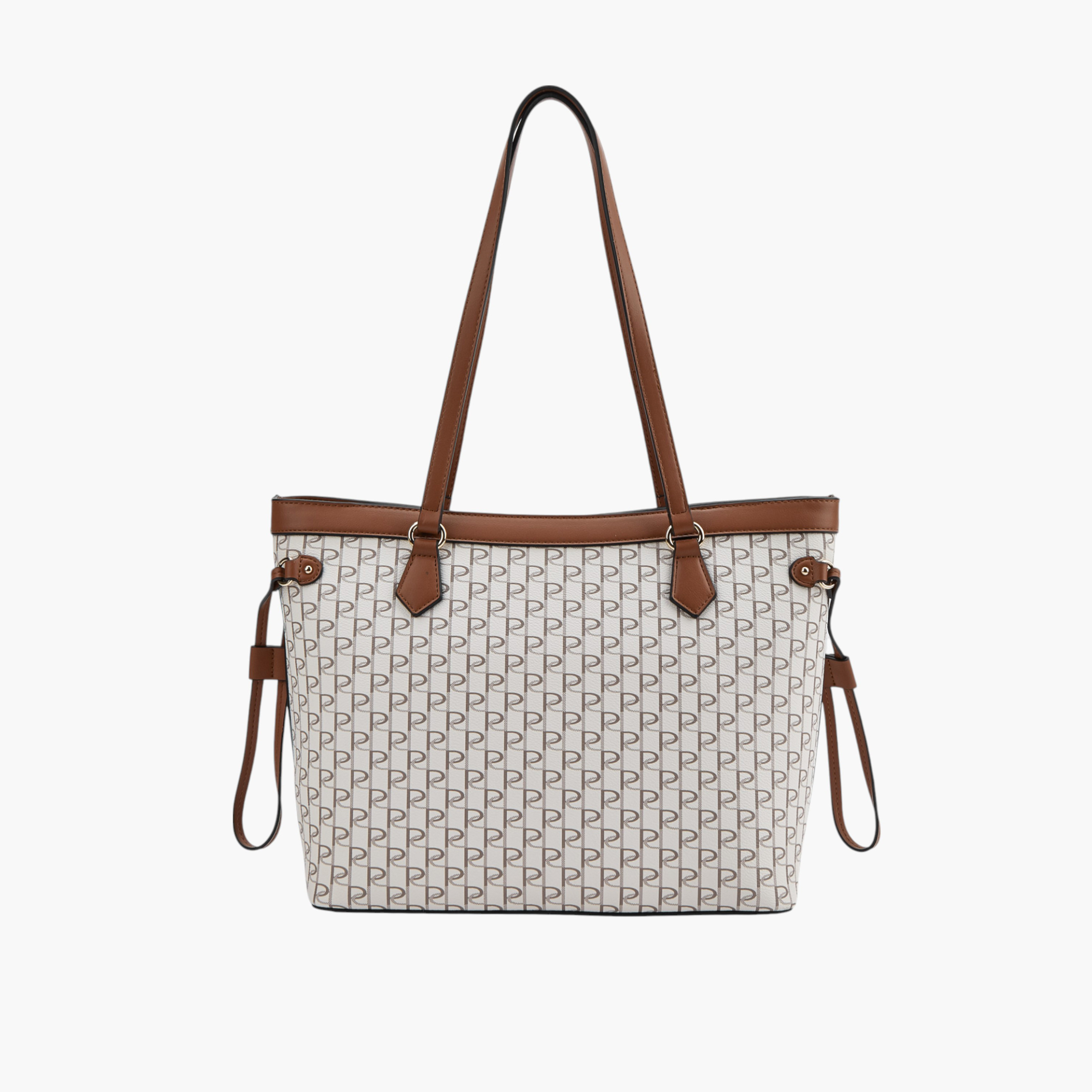 Paprika Monogram Print Tote Bag with Double Handle and Zip Closure-women-bagsandwallets-handbags-image-3