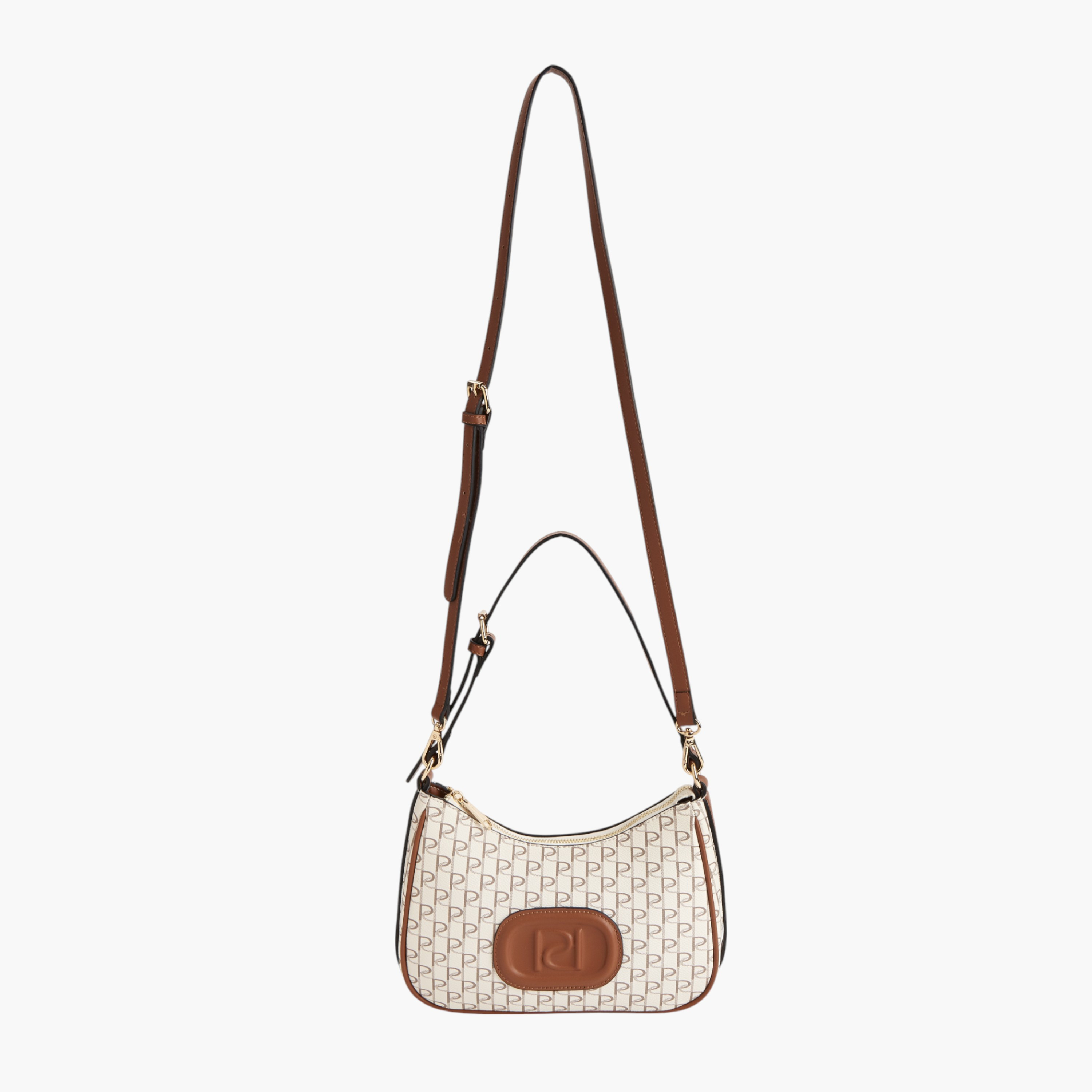 شنطة كتف بطبعات مونوجرام وسحاب إغلاق من بابريكا-women-bagsandwallets-handbags-image-4