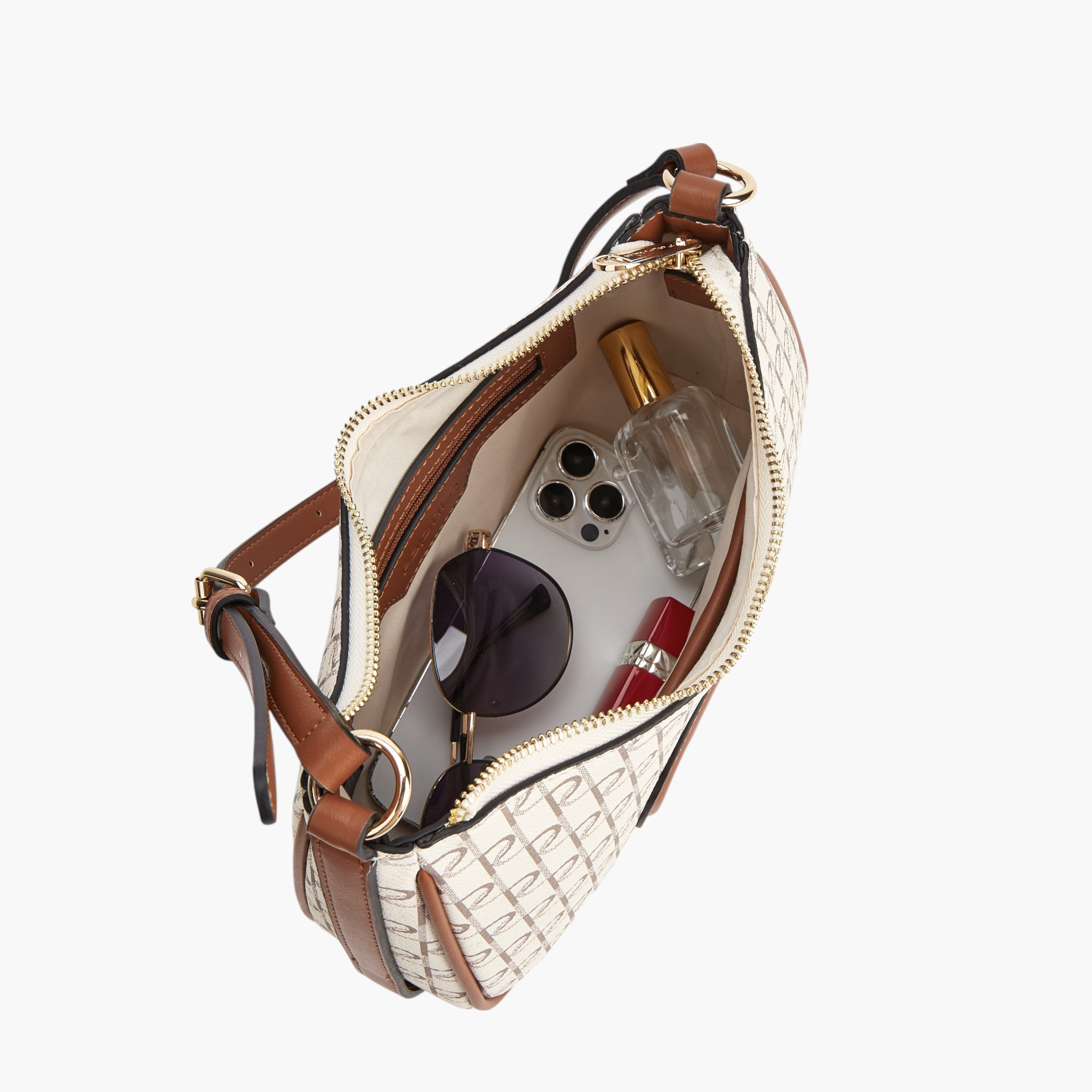 شنطة كتف بطبعات مونوجرام وسحاب إغلاق من بابريكا-women-bagsandwallets-handbags-image-6