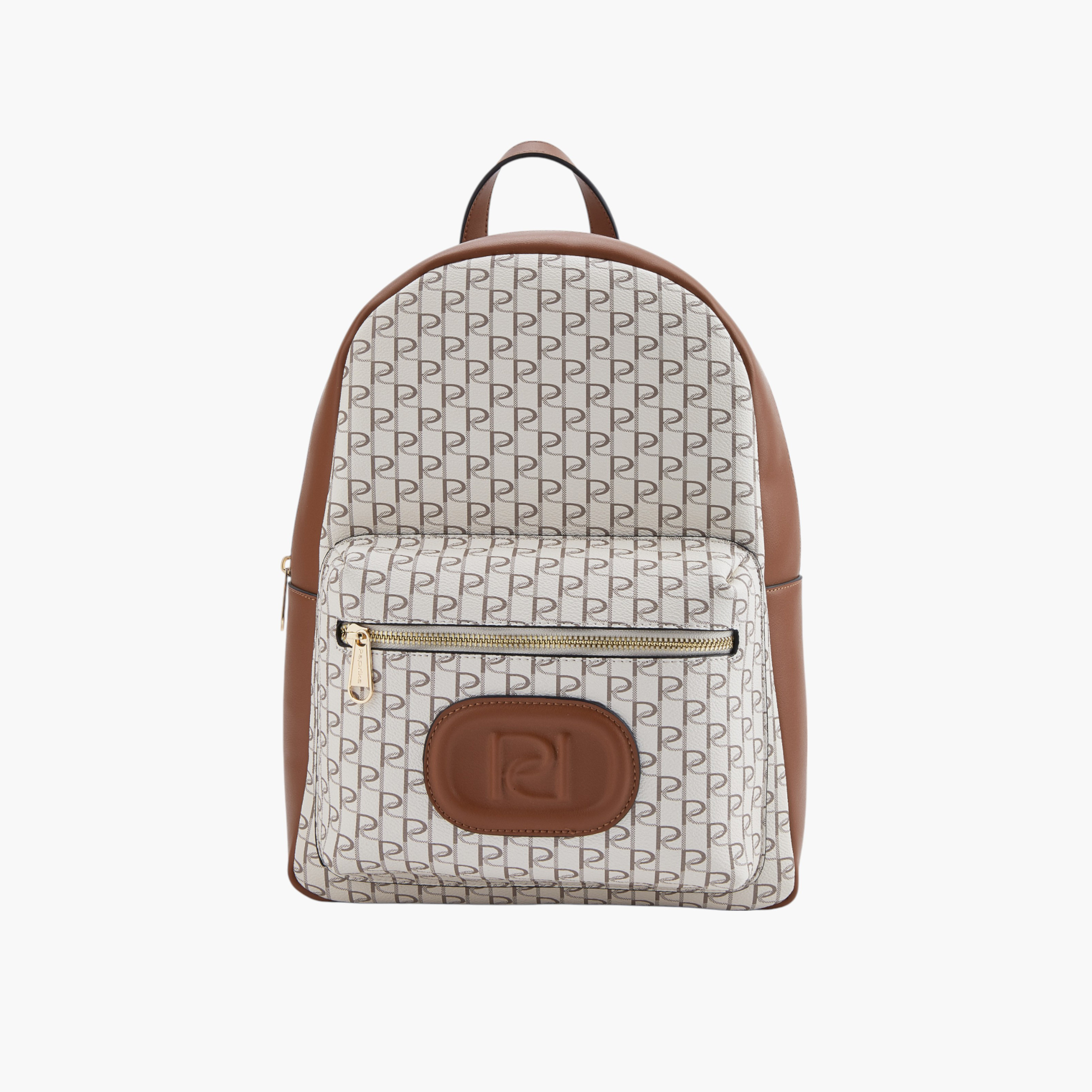 Paprika Monogram Print Backpack with Zip Closure - 12x26x36 cm-women-bagsandwallets-backpacks-image-1