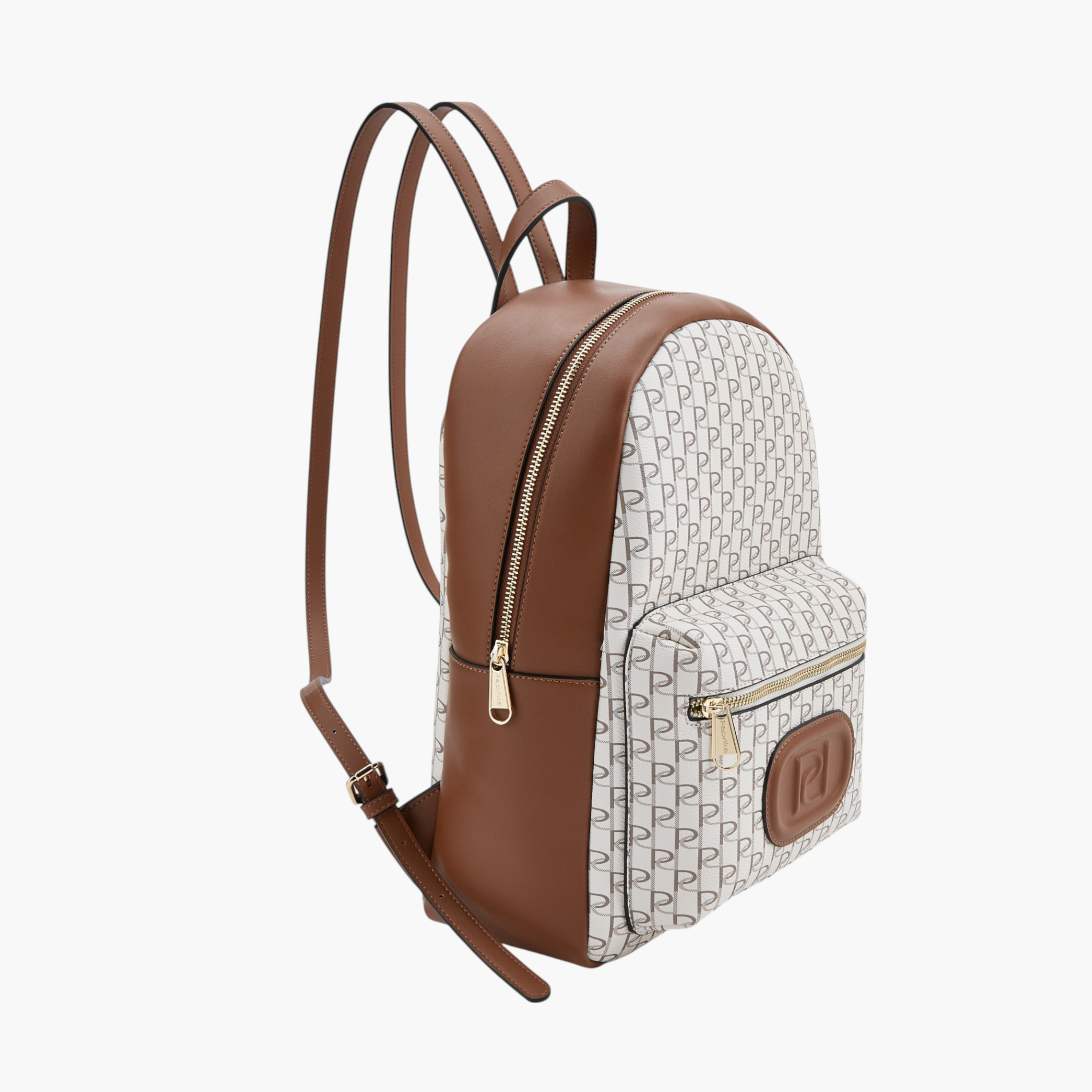 Paprika Monogram Print Backpack with Zip Closure - 12x26x36 cm-women-bagsandwallets-backpacks-image-2