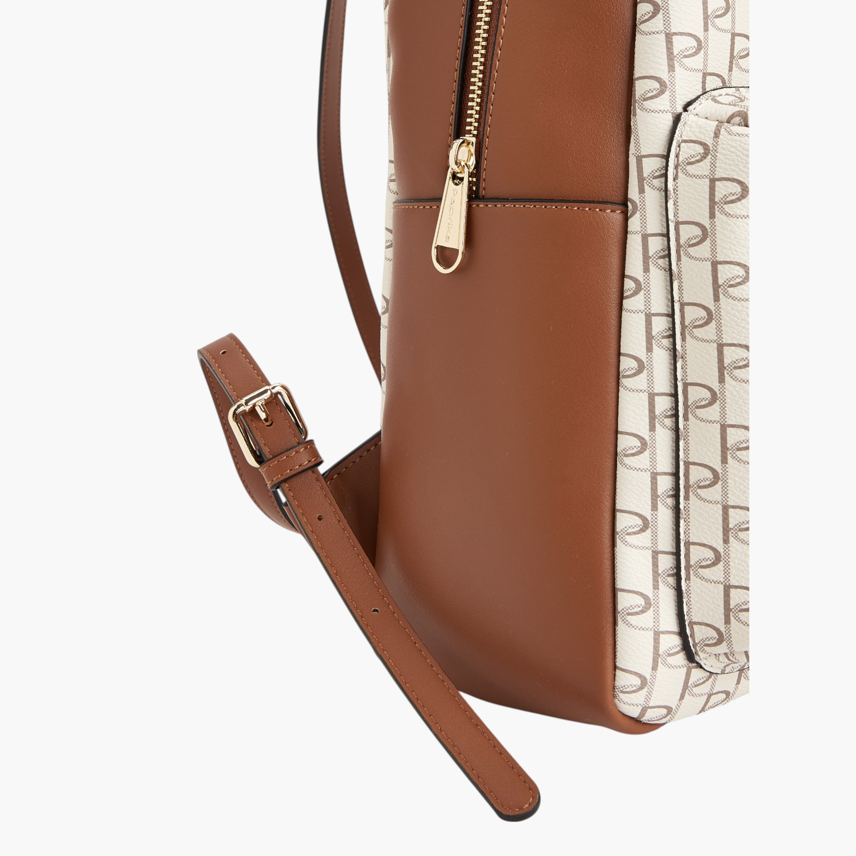 Paprika Monogram Print Backpack with Zip Closure - 12x26x36 cm-women-bagsandwallets-backpacks-image-6