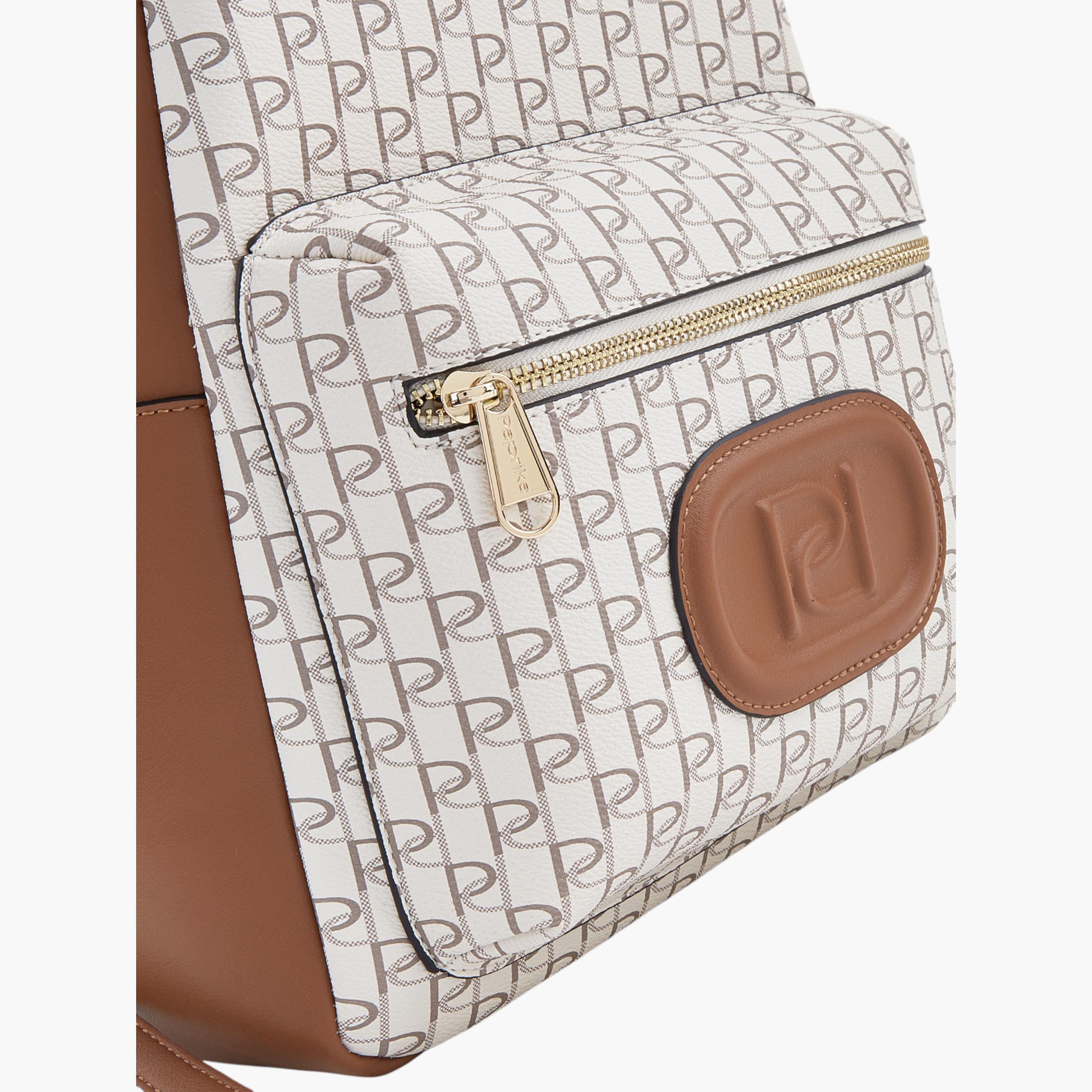 Paprika Monogram Print Backpack with Zip Closure - 12x26x36 cm-women-bagsandwallets-backpacks-image-7