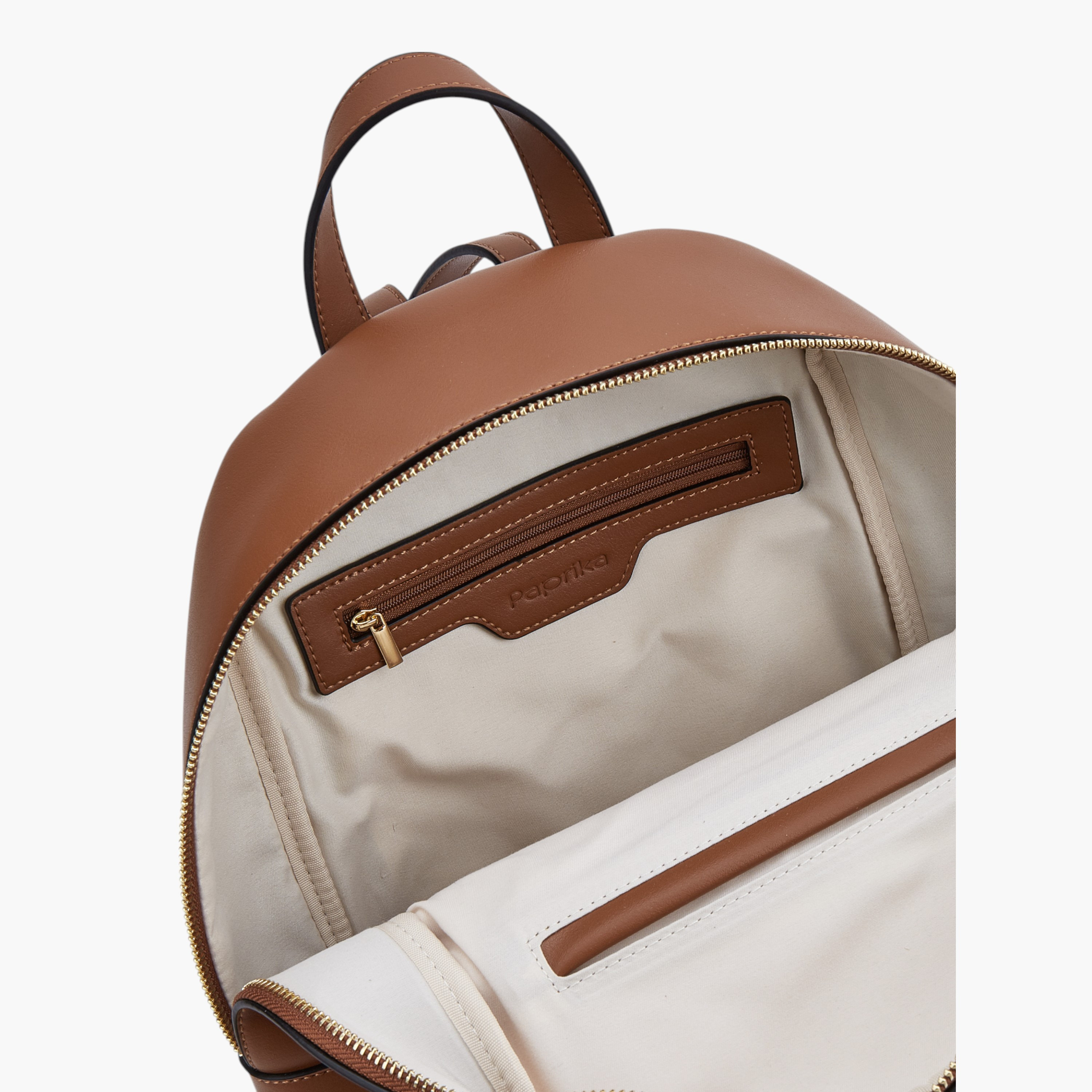 Paprika Monogram Print Backpack with Zip Closure - 12x26x36 cm-women-bagsandwallets-backpacks-image-8