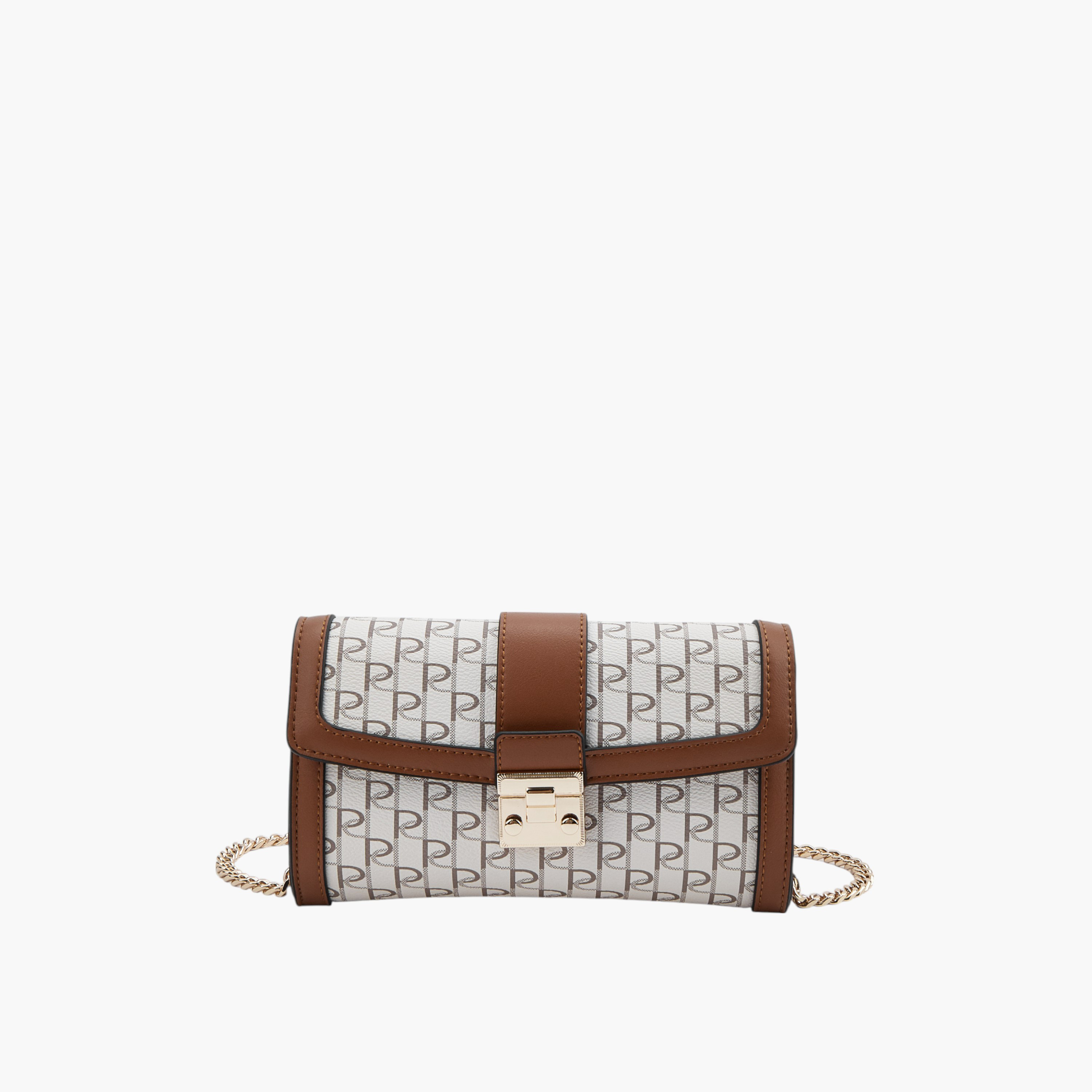 شنطة كروس بودي بطبعات مونوجرام وزر وسلسلة من بابريكا-women-bagsandwallets-handbags-image-1