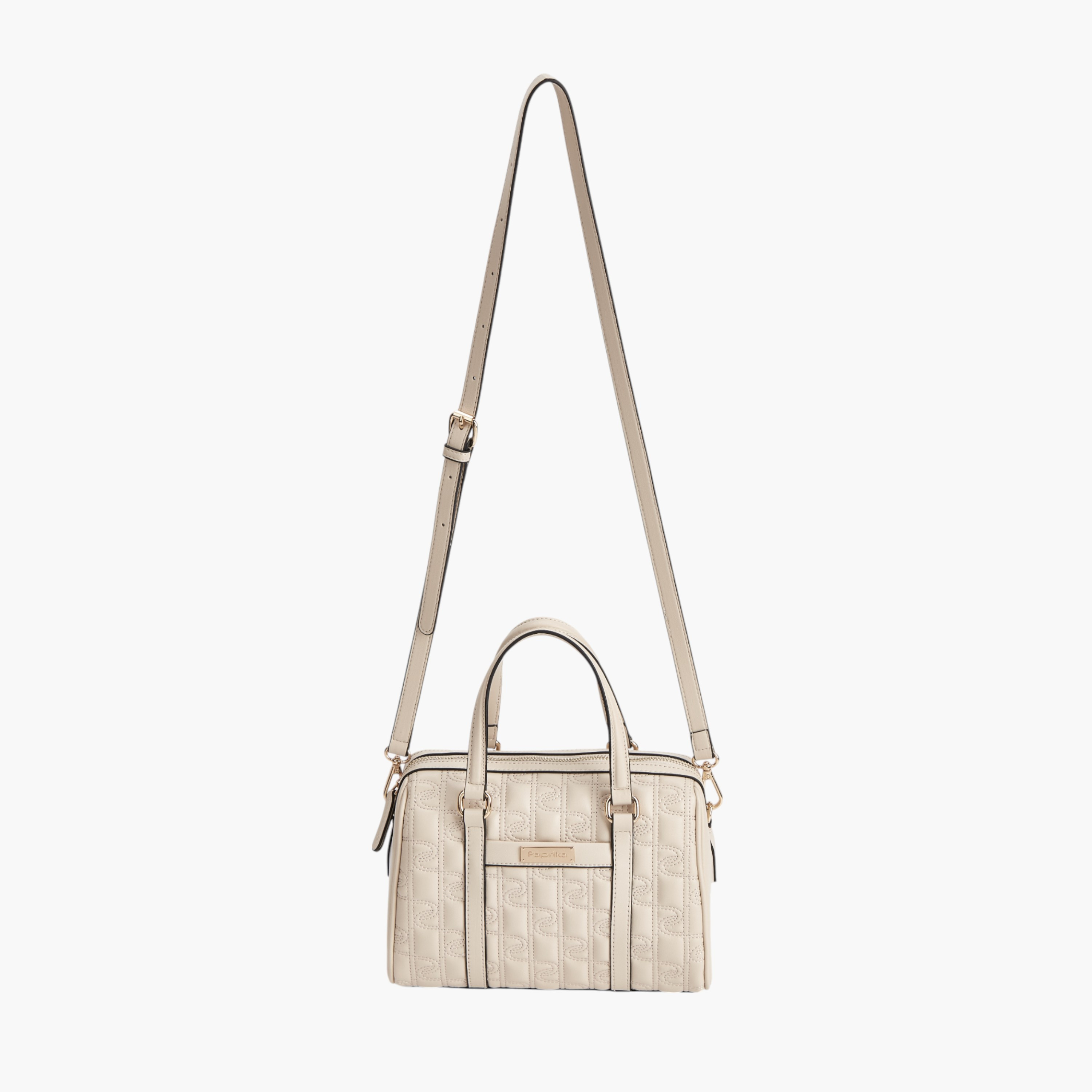 شنطة توتي بدرزات مونوجرام وحزام قابل للفصل وسحاب إغلاق من بابريكا-women-bagsandwallets-handbags-image-4