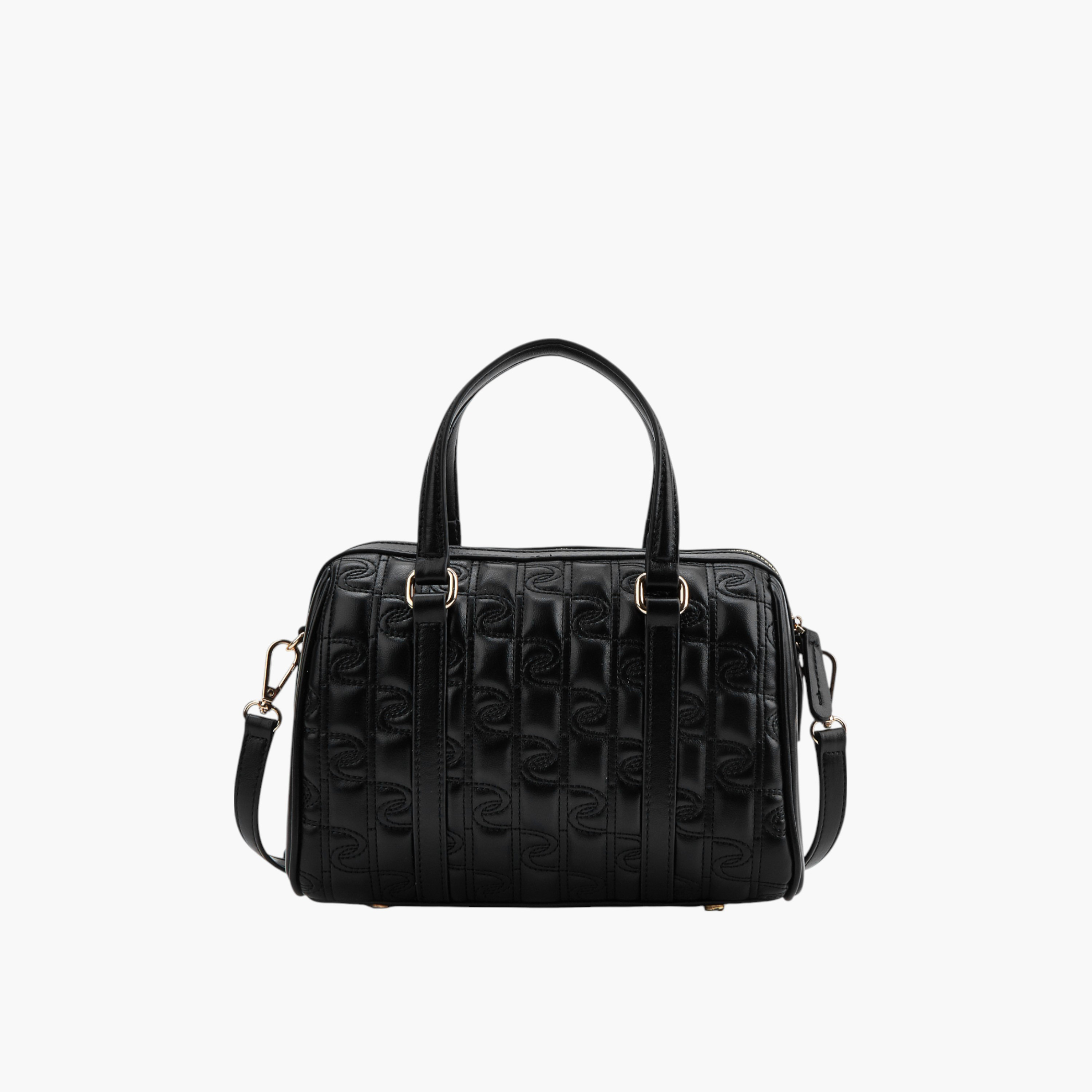 Paprika Monogram Quilted Tote Bag with Detachable Strap and Zip Closure-women-bagsandwallets-handbags-image-3