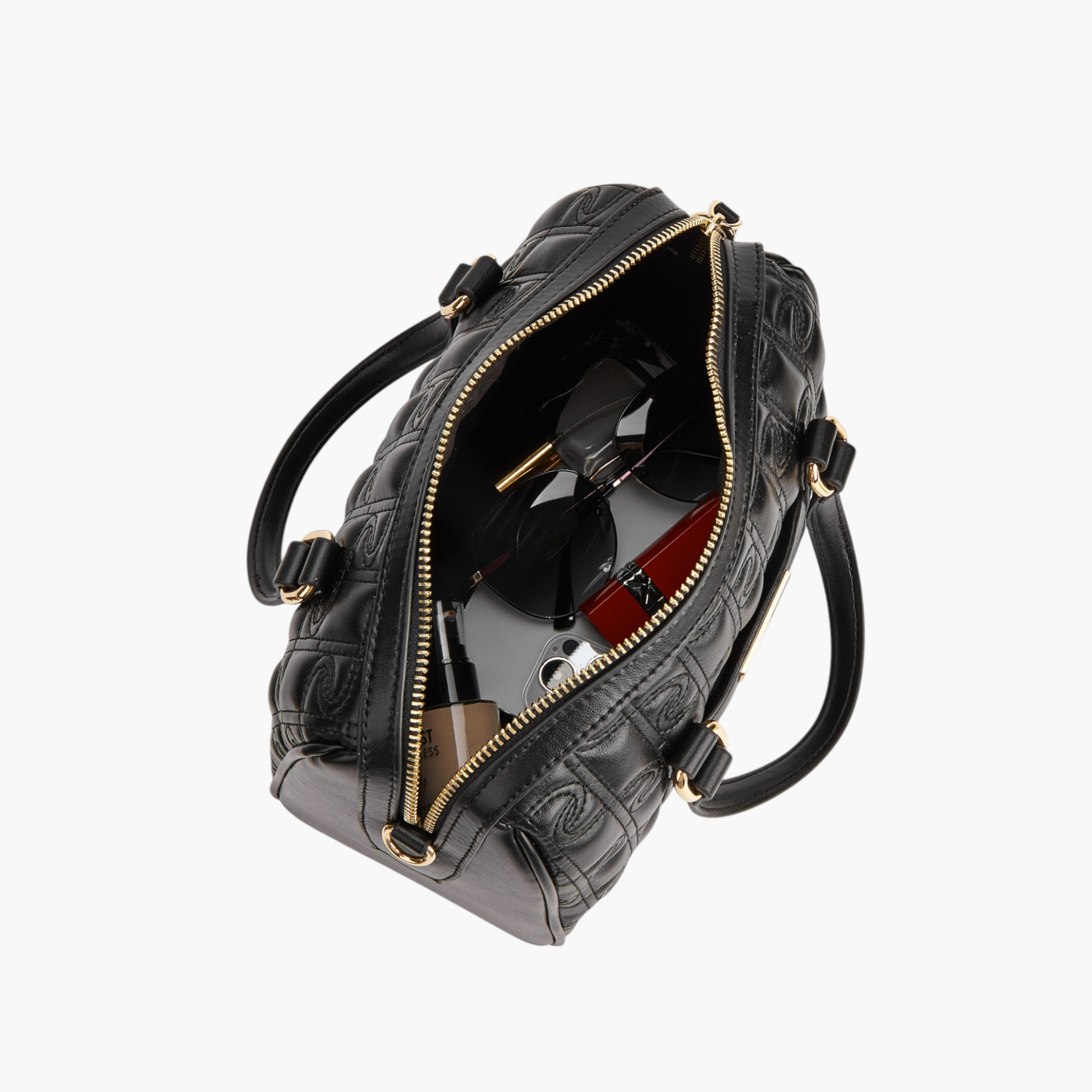 Paprika Monogram Quilted Tote Bag with Detachable Strap and Zip Closure-women-bagsandwallets-handbags-image-6