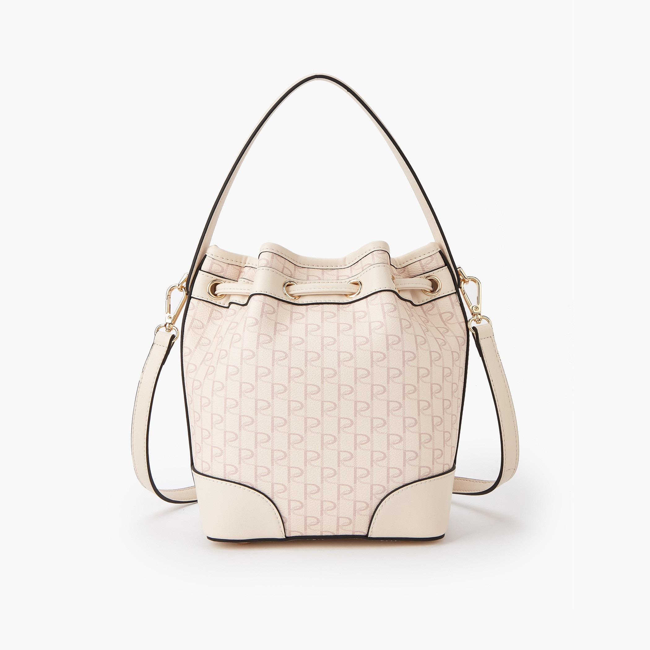 Paprika Monogram Print Bucket Bag with Detachable Strap and Drawstring Closure-women-bagsandwallets-handbags-image-4