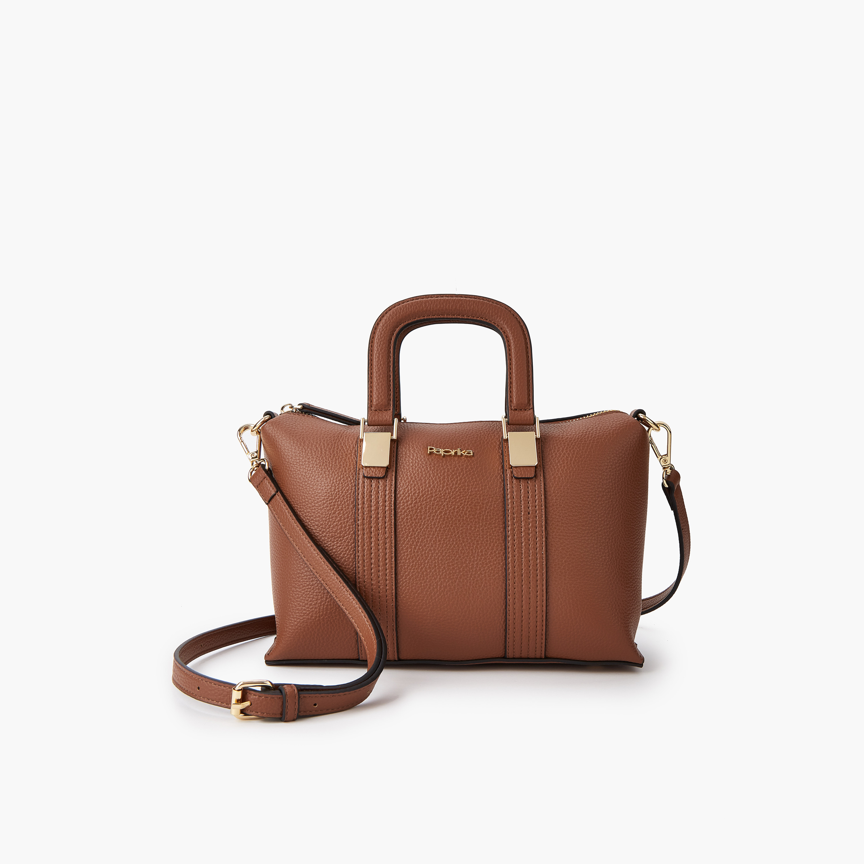 Paprika Textured Tote Bag with Detachable Strap and Zip Closure-women-bagsandwallets-handbags-image-1