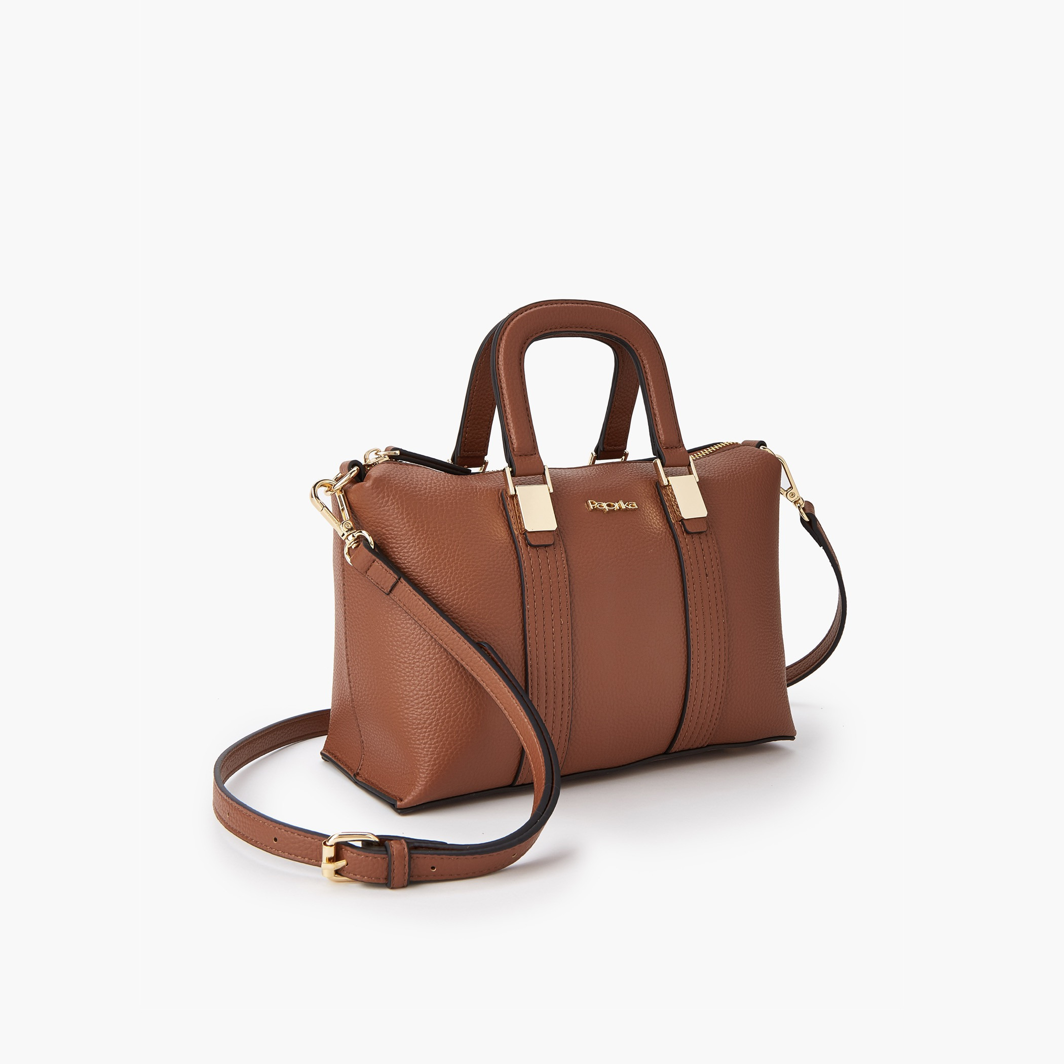 Paprika Textured Tote Bag with Detachable Strap and Zip Closure-women-bagsandwallets-handbags-image-2