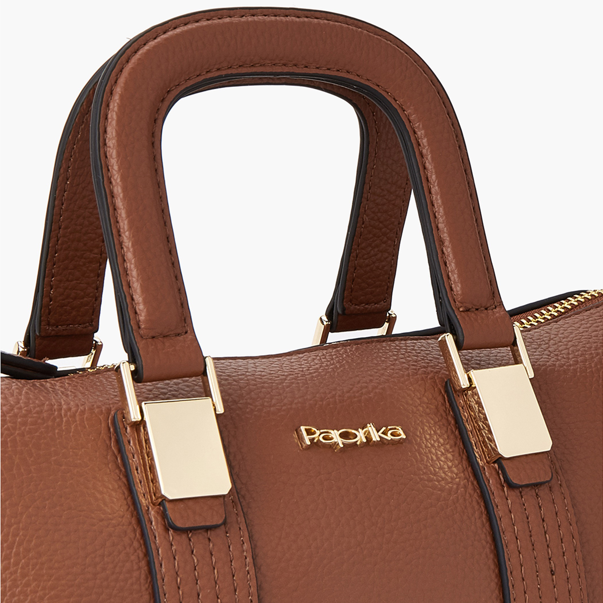 Paprika Textured Tote Bag with Detachable Strap and Zip Closure-women-bagsandwallets-handbags-image-3
