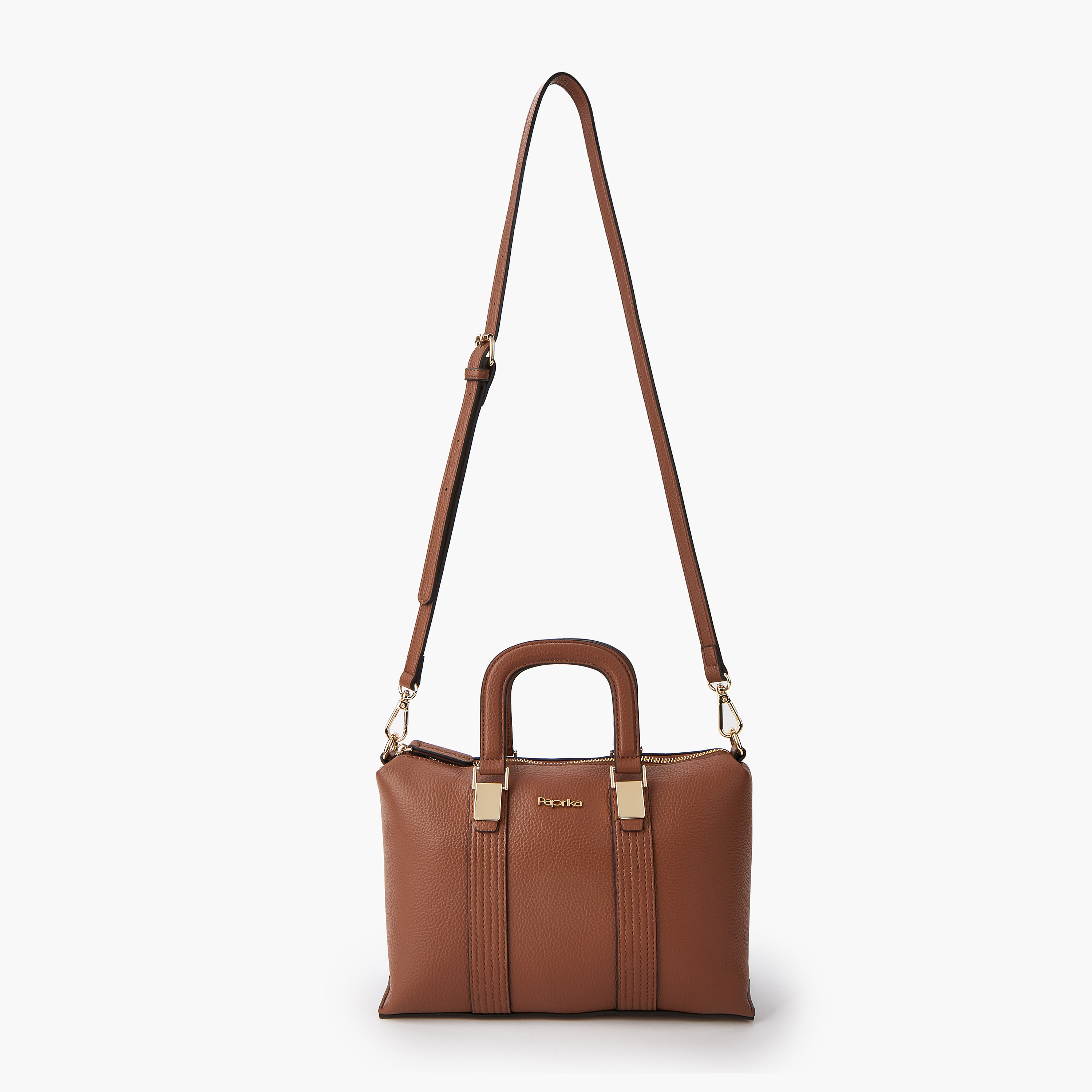 Paprika Textured Tote Bag with Detachable Strap and Zip Closure-women-bagsandwallets-handbags-image-5