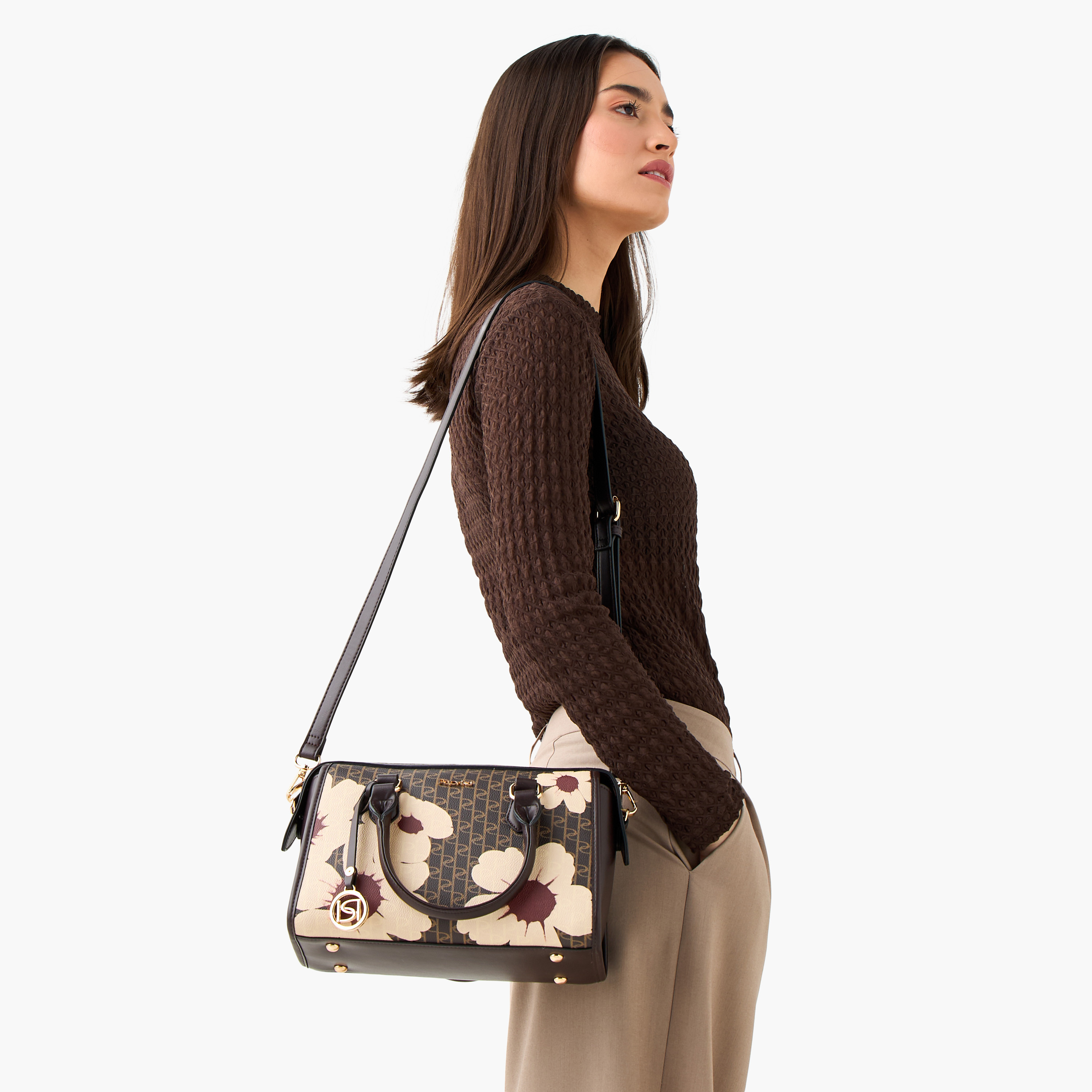 Paprika Monogram Print Tote Bag with Detachable Strap and Zip Closure-women-bagsandwallets-handbags-image-2