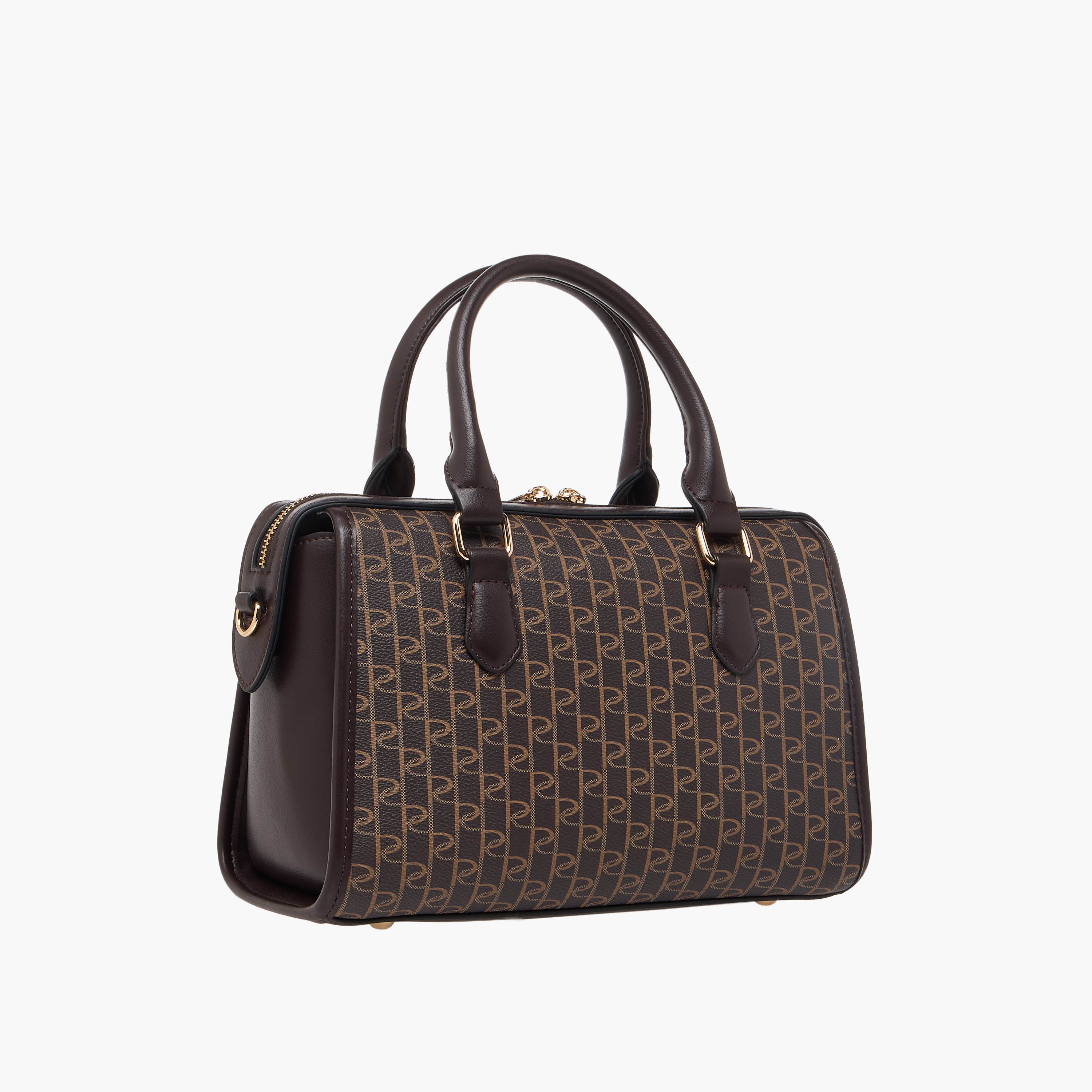 Paprika Monogram Print Tote Bag with Detachable Strap and Zip Closure-women-bagsandwallets-handbags-image-4