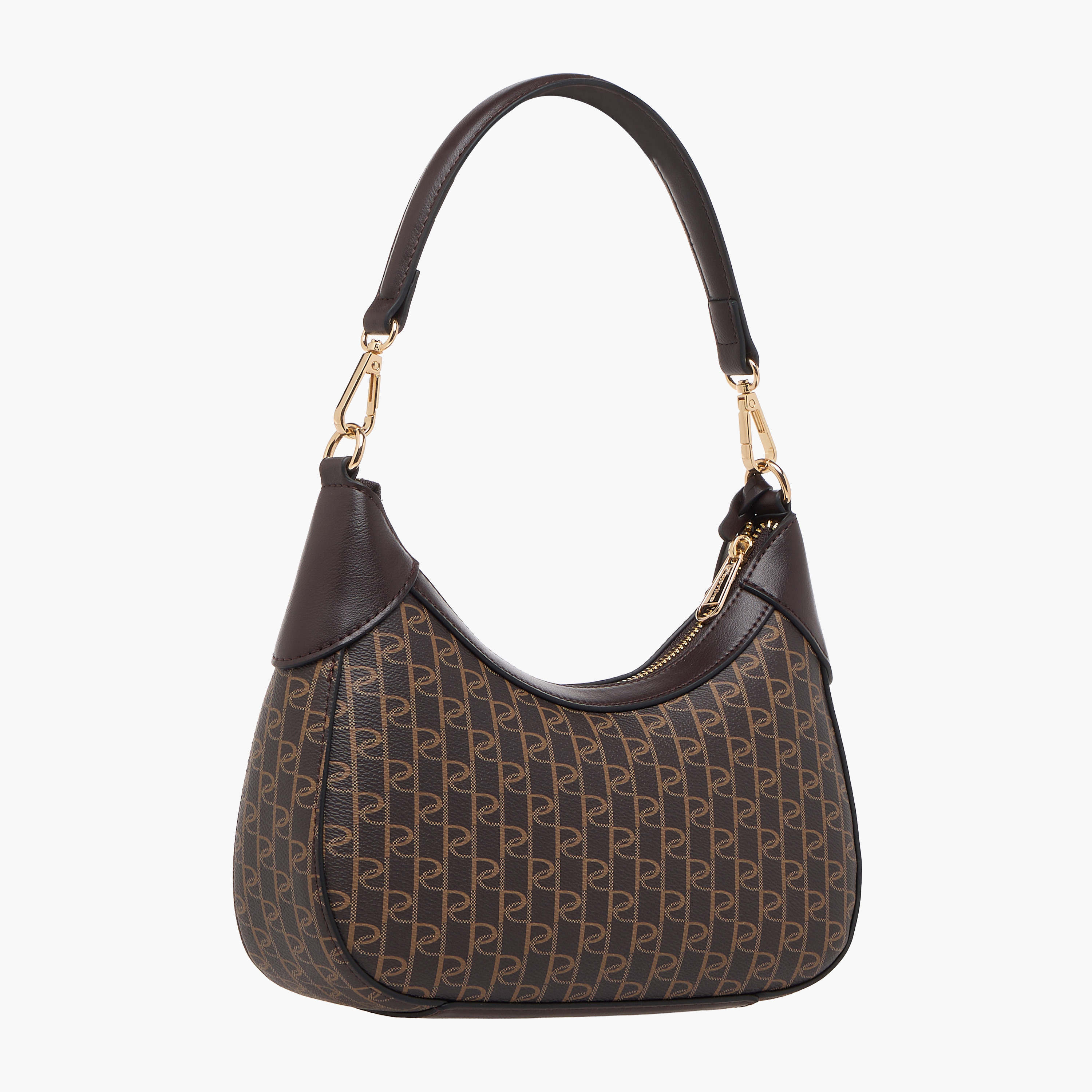 Paprika Monogram Print Shoulder Bag with Zip Closure-women-bagsandwallets-handbags-image-4