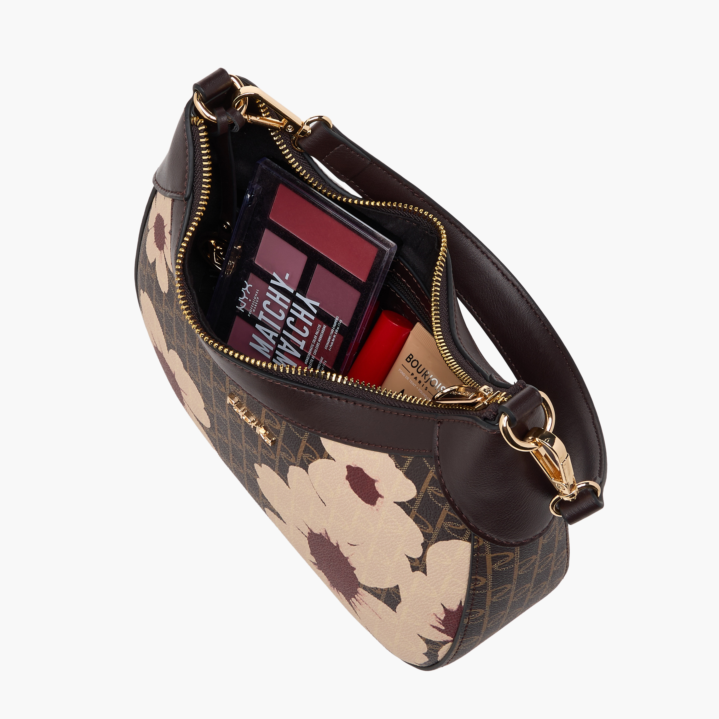 Paprika Monogram Print Shoulder Bag with Zip Closure-women-bagsandwallets-handbags-image-9