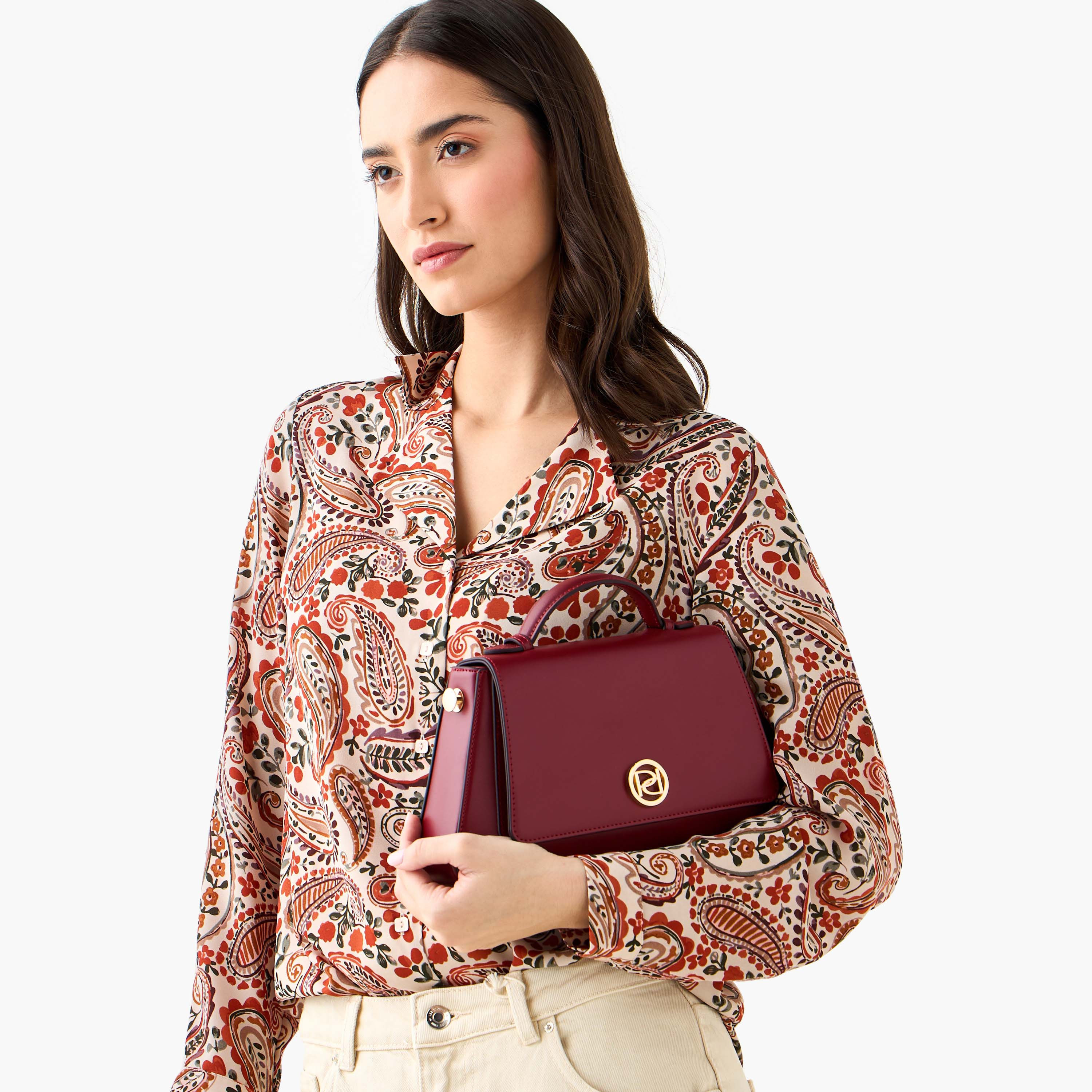 Paprika Solid Satchel Bag with Button Closure-women-bagsandwallets-handbags-image-9