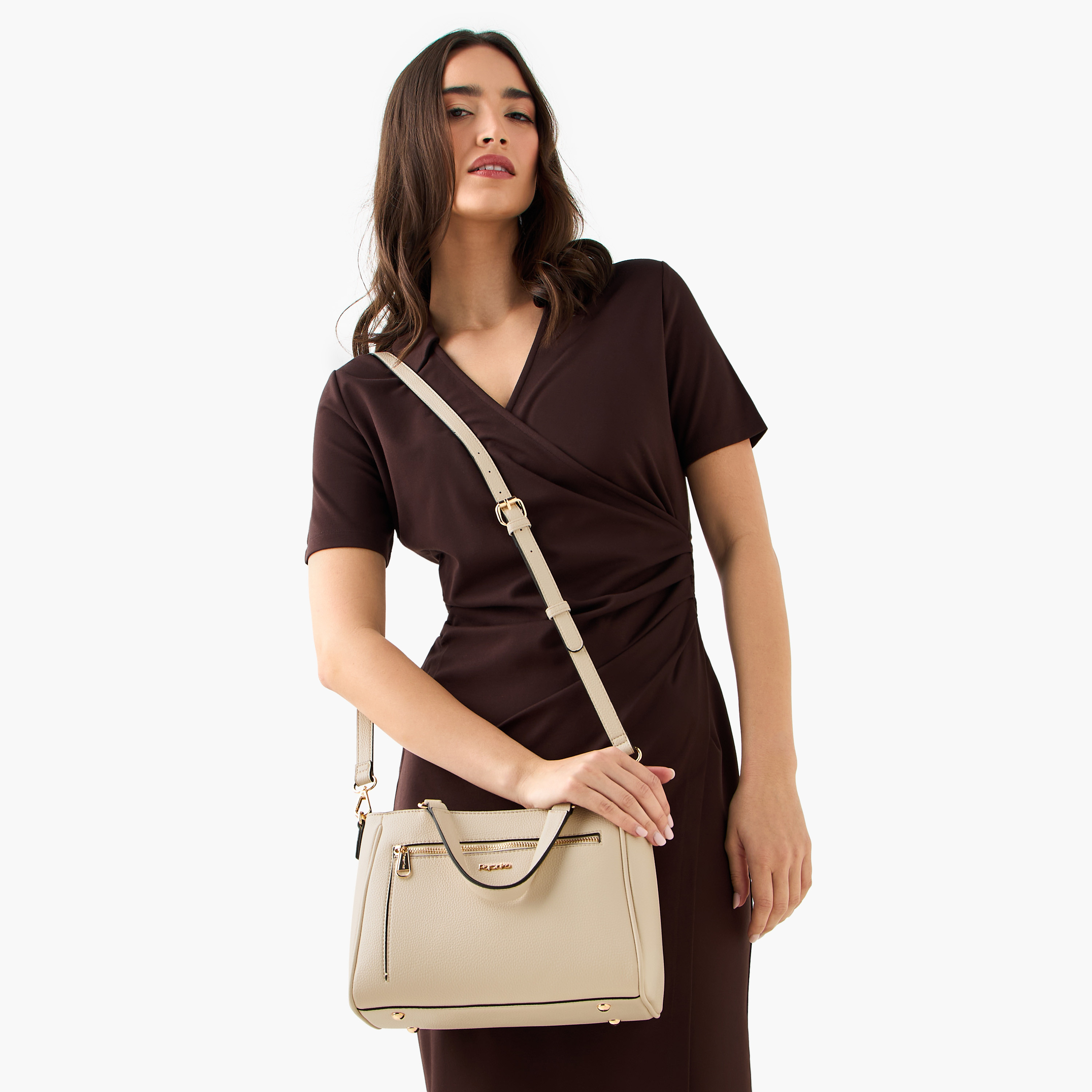 Paprika Solid Tote Bag with Adjustable Shoulder Strap and Zip Closure-women-bagsandwallets-handbags-image-2