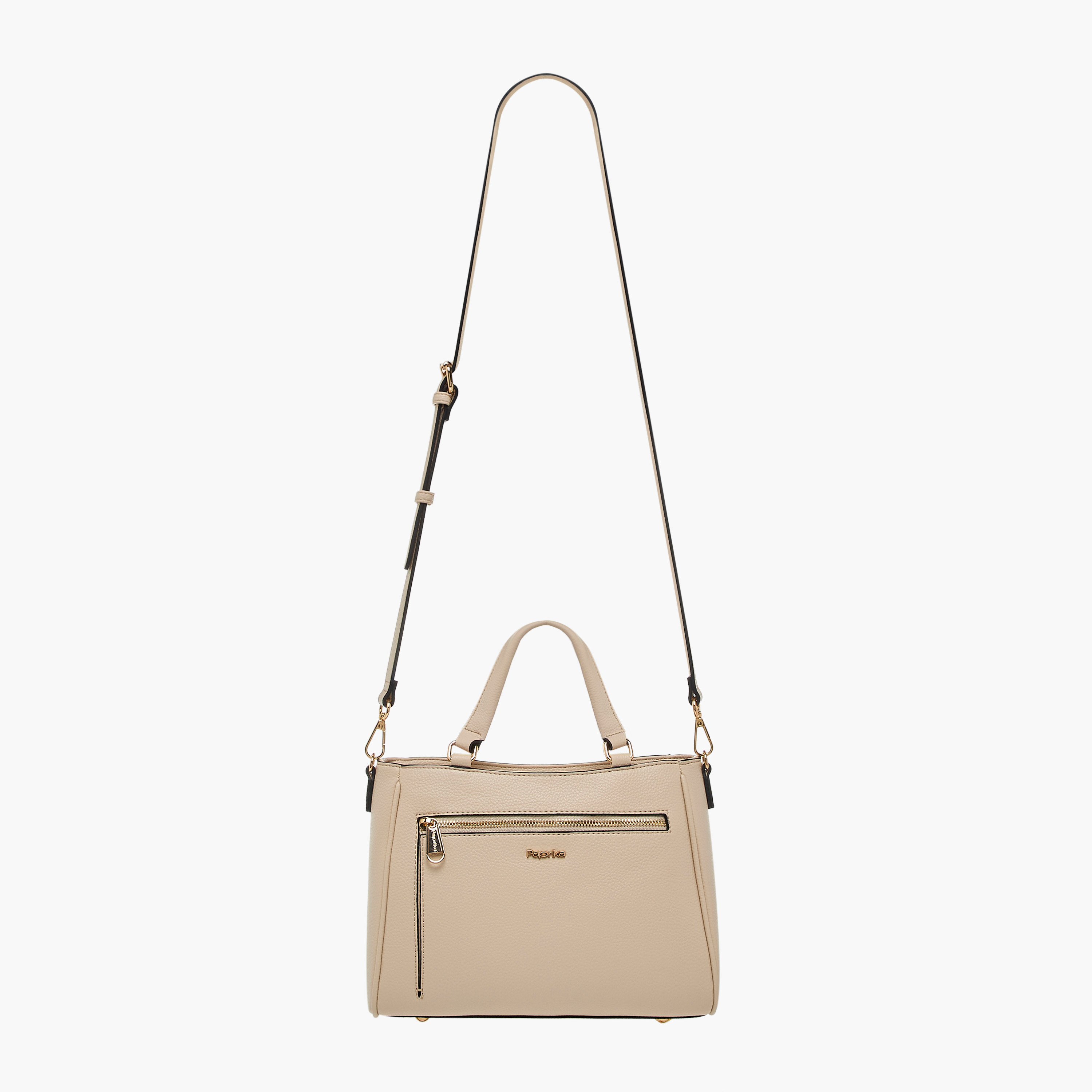 Paprika Solid Tote Bag with Adjustable Shoulder Strap and Zip Closure-women-bagsandwallets-handbags-image-3