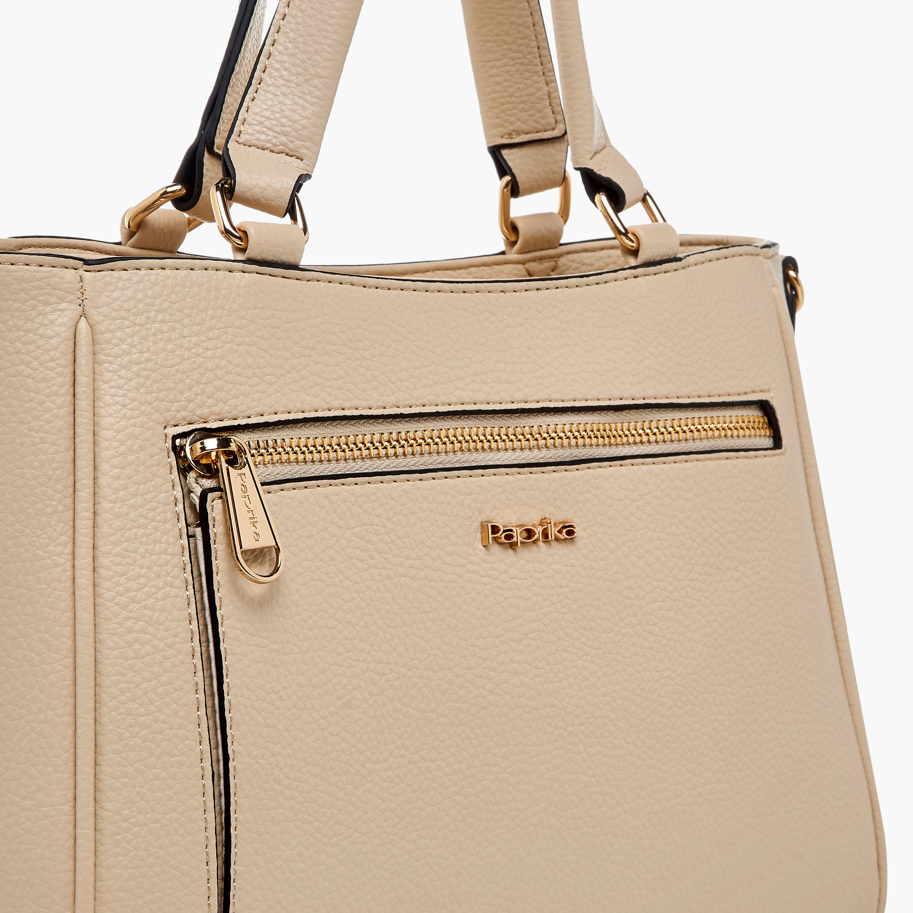 Paprika Solid Tote Bag with Adjustable Shoulder Strap and Zip Closure-women-bagsandwallets-handbags-image-5
