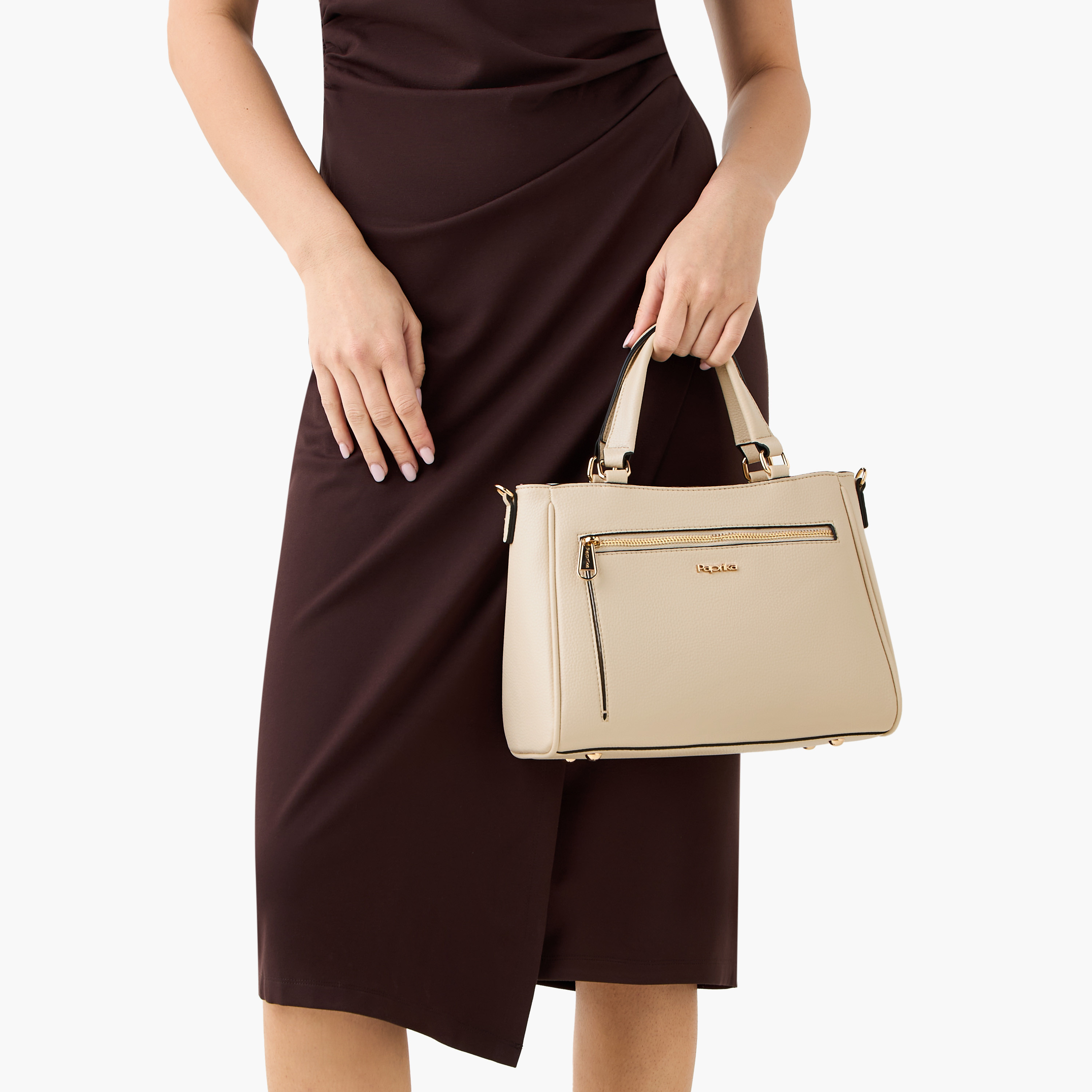 Paprika Solid Tote Bag with Adjustable Shoulder Strap and Zip Closure-women-bagsandwallets-handbags-image-8