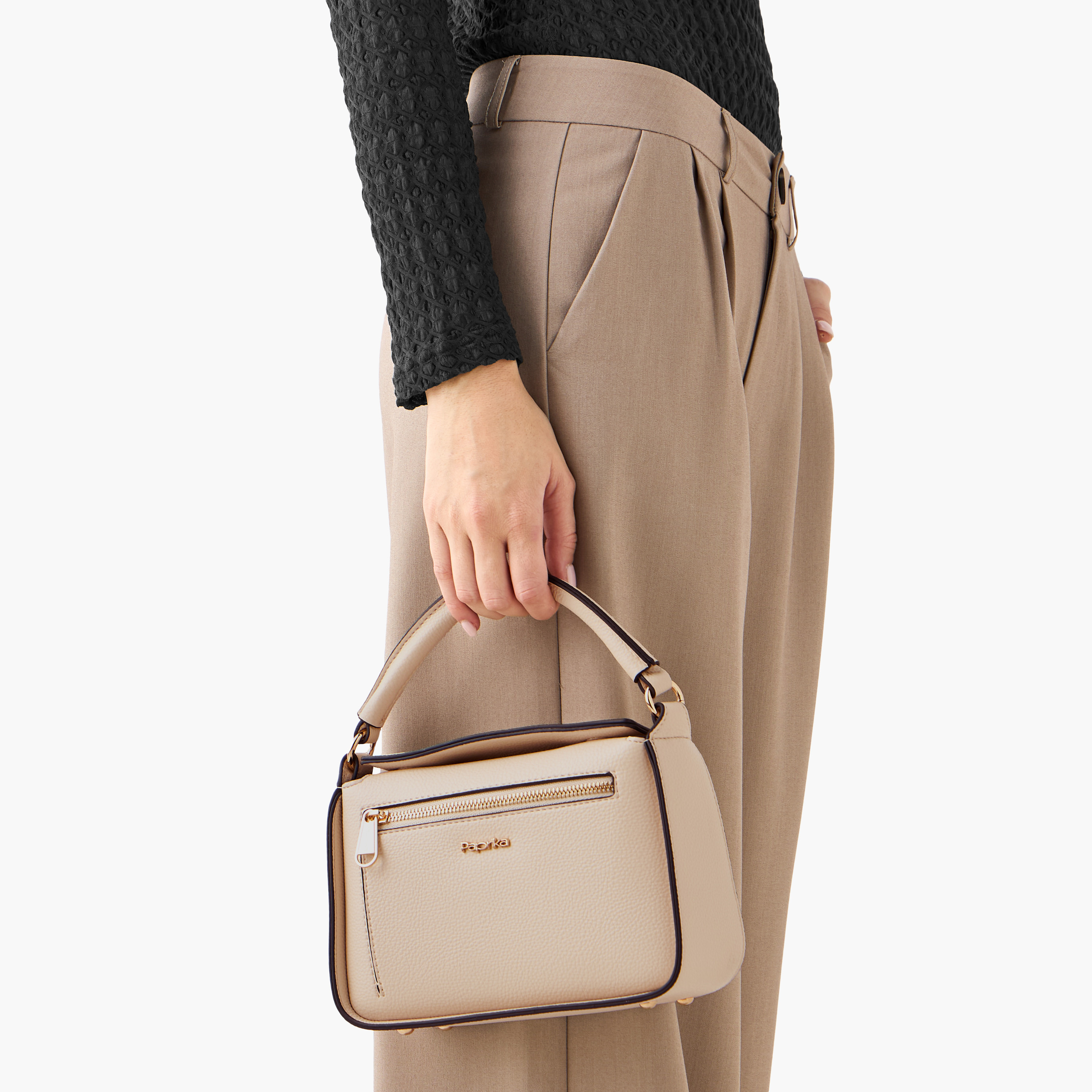 Paprika Textured Crossbody Bag with Detachable Strap and Button Closure-women-bagsandwallets-handbags-image-9