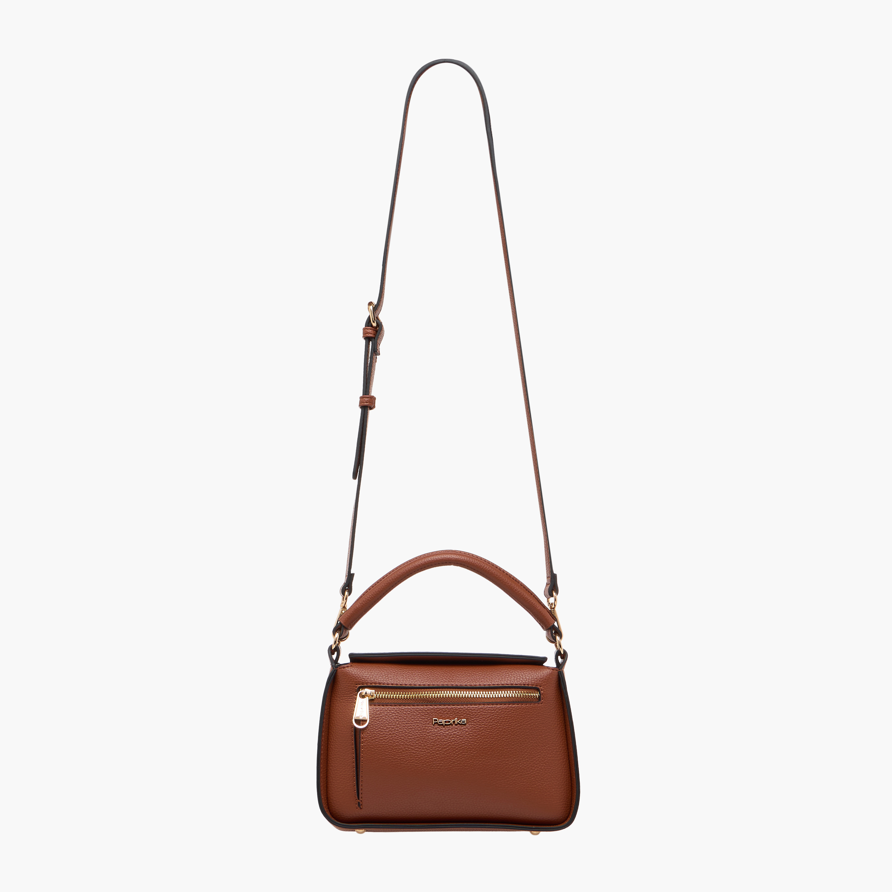 Paprika Textured Crossbody Bag with Detachable Strap and Button Closure-women-bagsandwallets-handbags-image-3