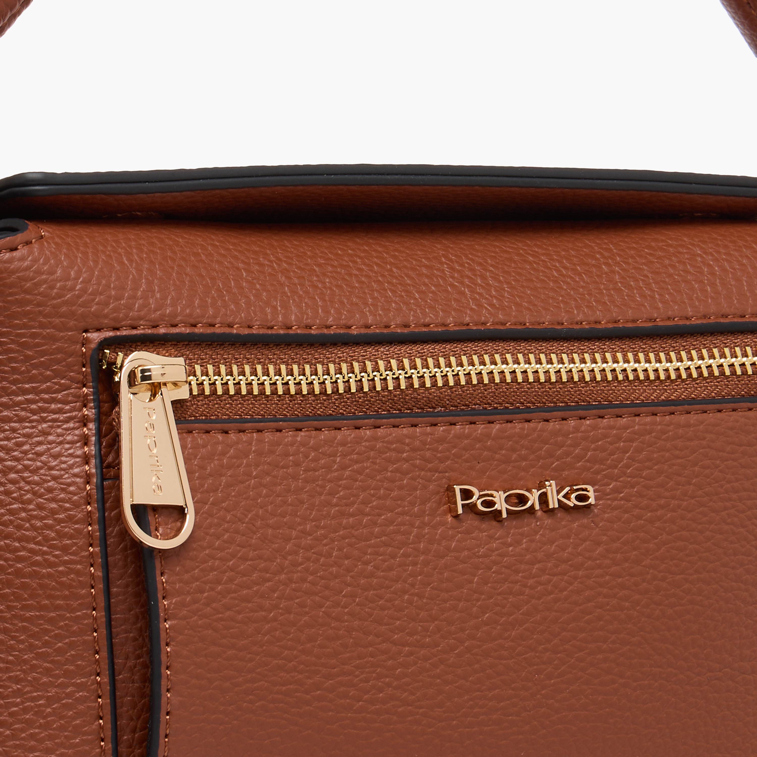 Paprika Textured Crossbody Bag with Detachable Strap and Button Closure-women-bagsandwallets-handbags-image-5