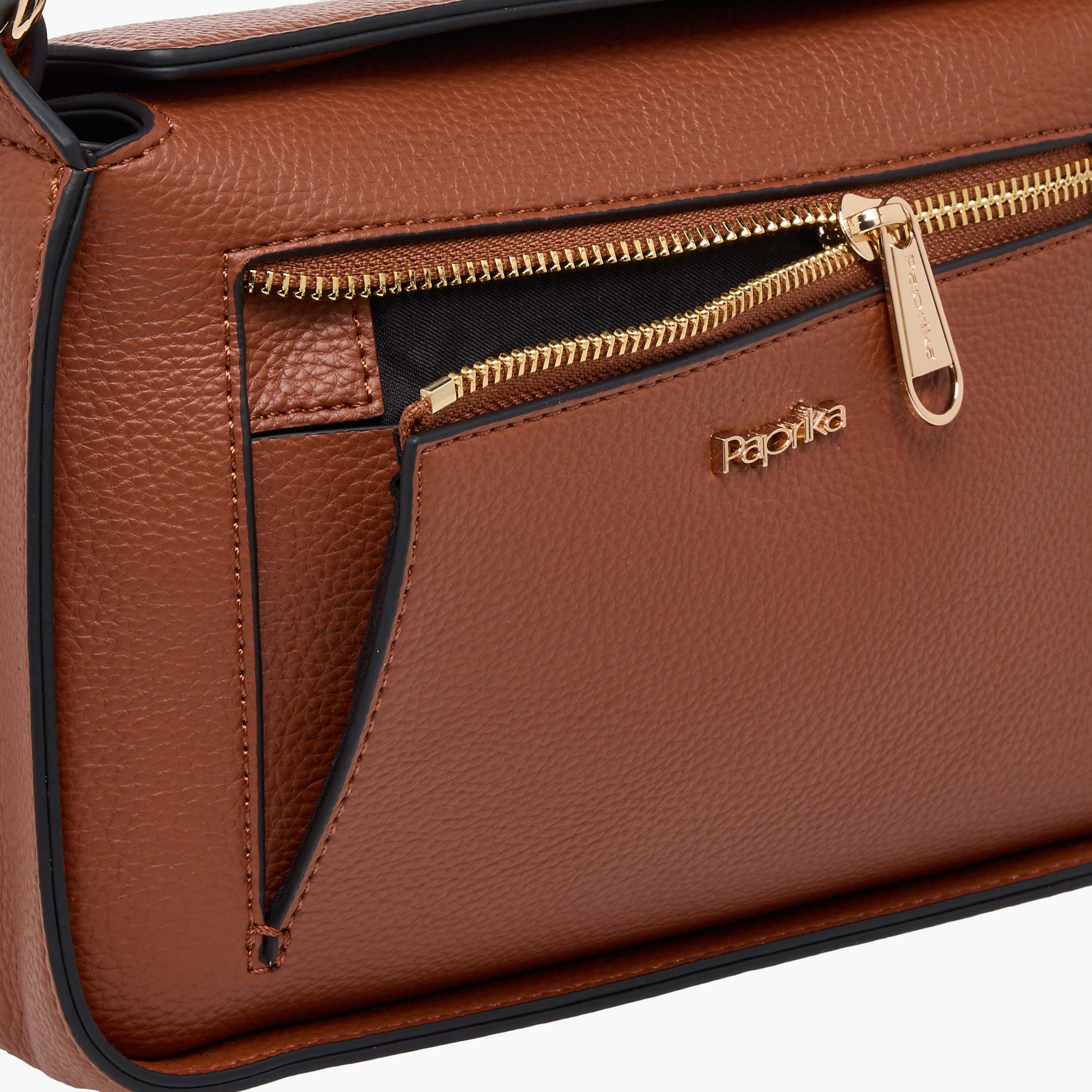 Paprika Textured Crossbody Bag with Detachable Strap and Button Closure-women-bagsandwallets-handbags-image-7