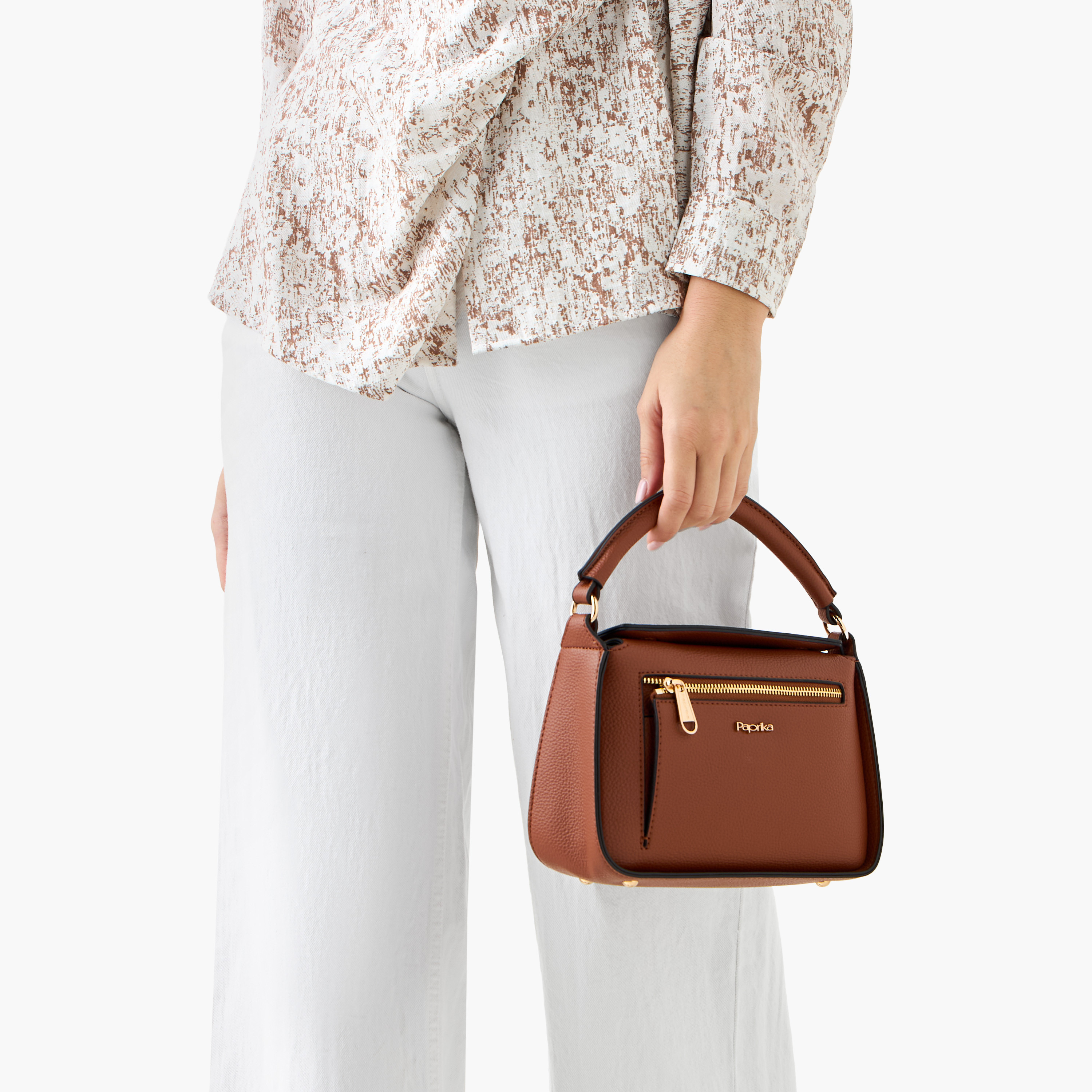 Paprika Textured Crossbody Bag with Detachable Strap and Button Closure-women-bagsandwallets-handbags-image-9