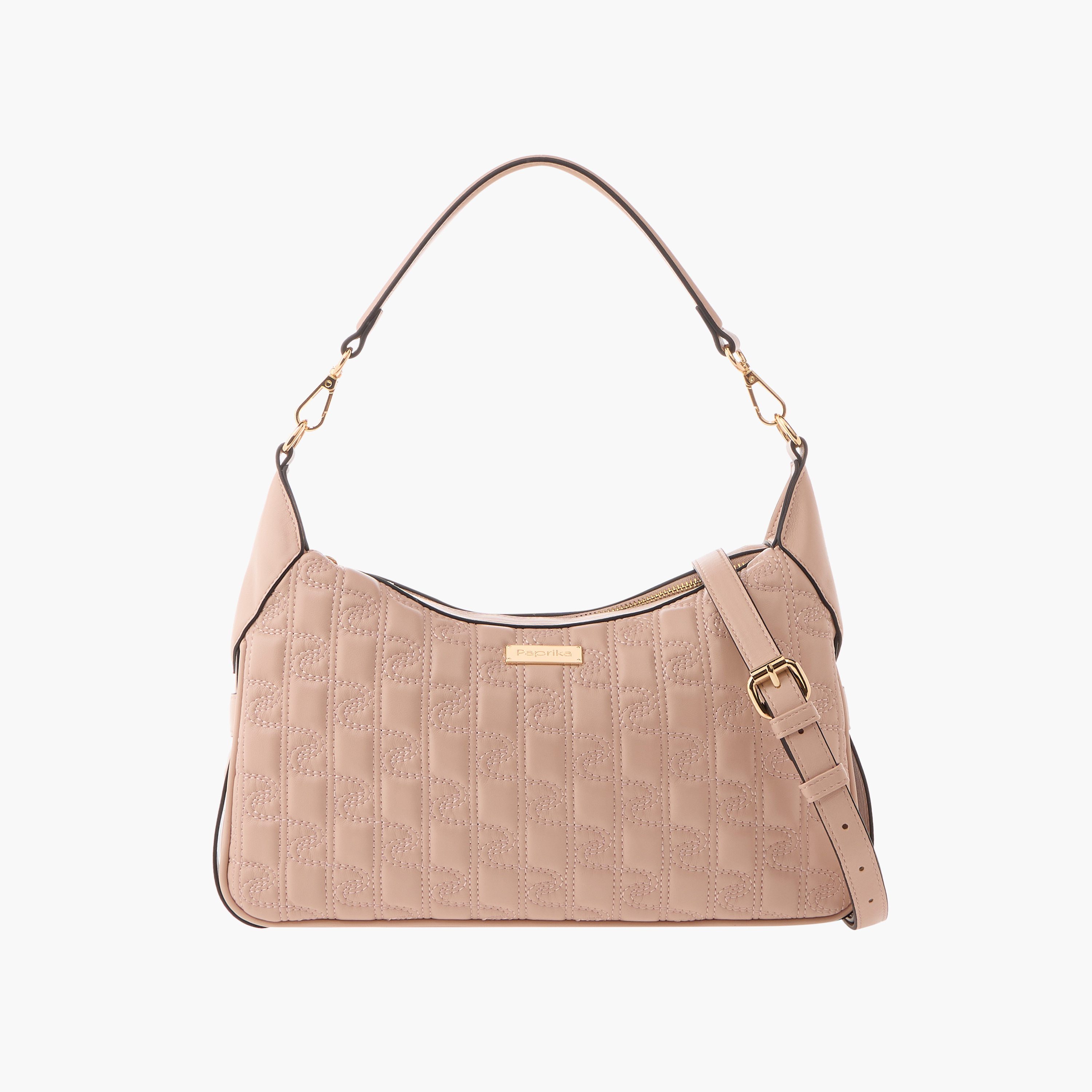 Paprika Quilted Shoulder Bag with Zip Closure-women-bagsandwallets-handbags-image-1