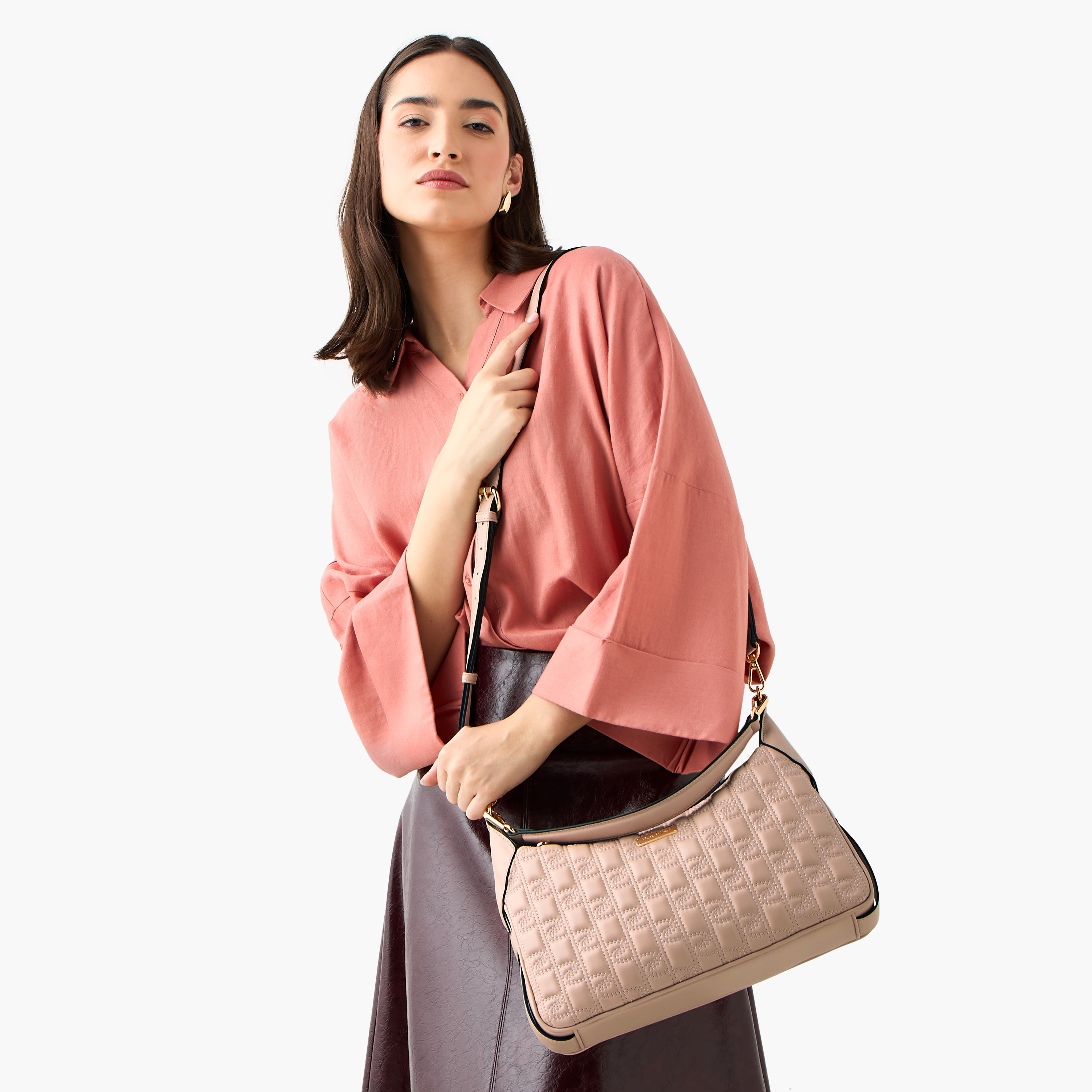 Paprika Quilted Shoulder Bag with Zip Closure-women-bagsandwallets-handbags-image-2