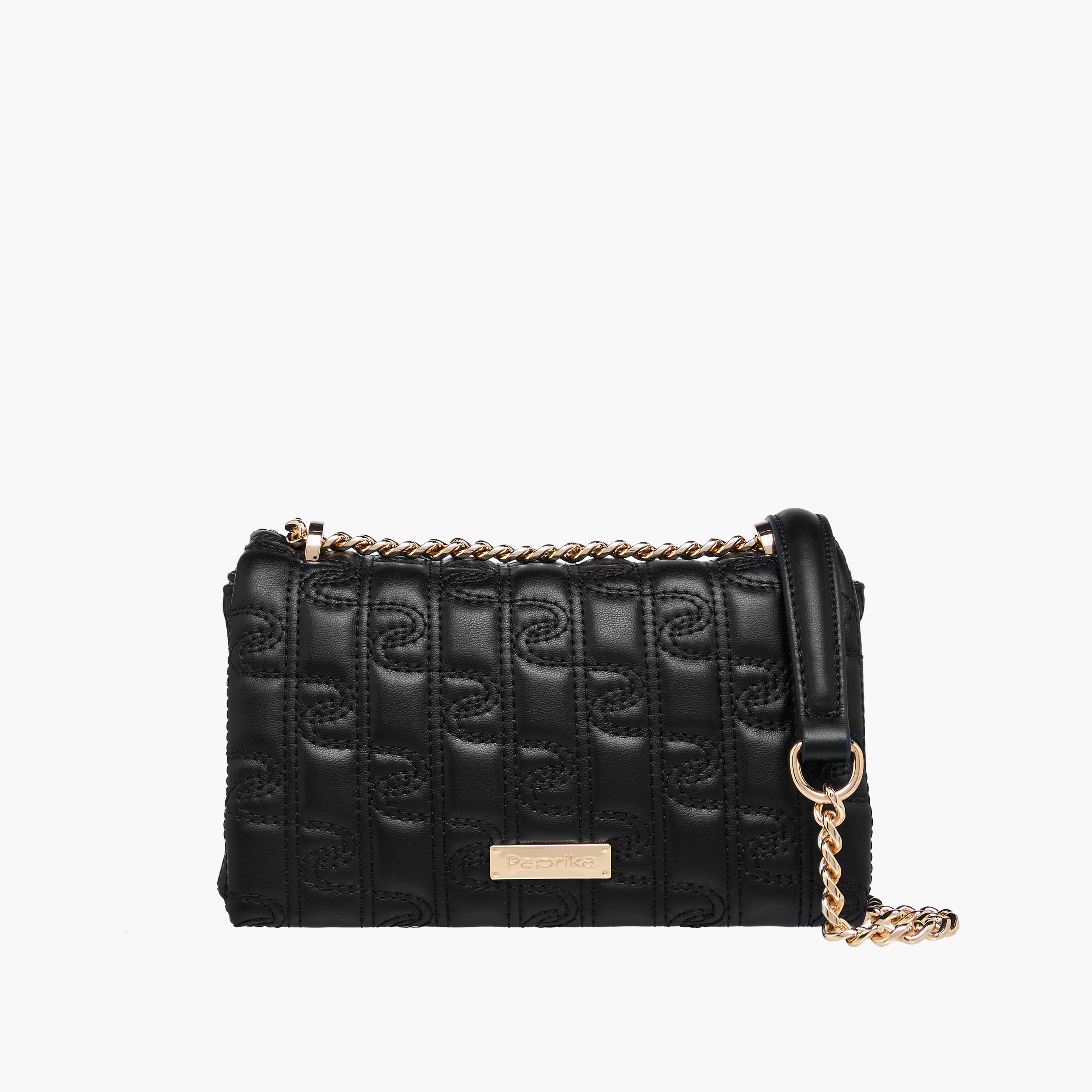 Paprika Embossed Crossbody Bag with Chain Strap-women-bagsandwallets-handbags-image-1