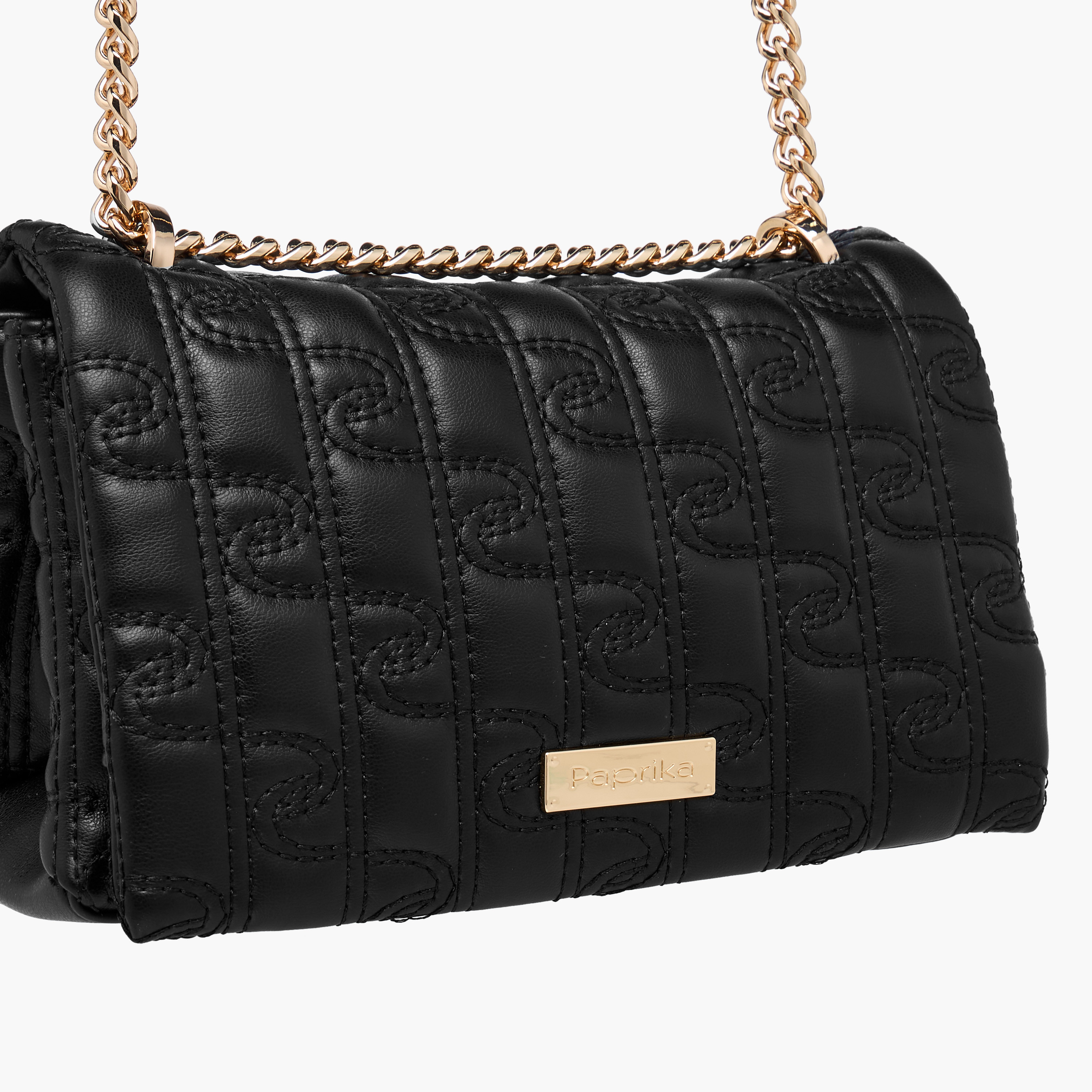Paprika Embossed Crossbody Bag with Chain Strap-women-bagsandwallets-handbags-image-5