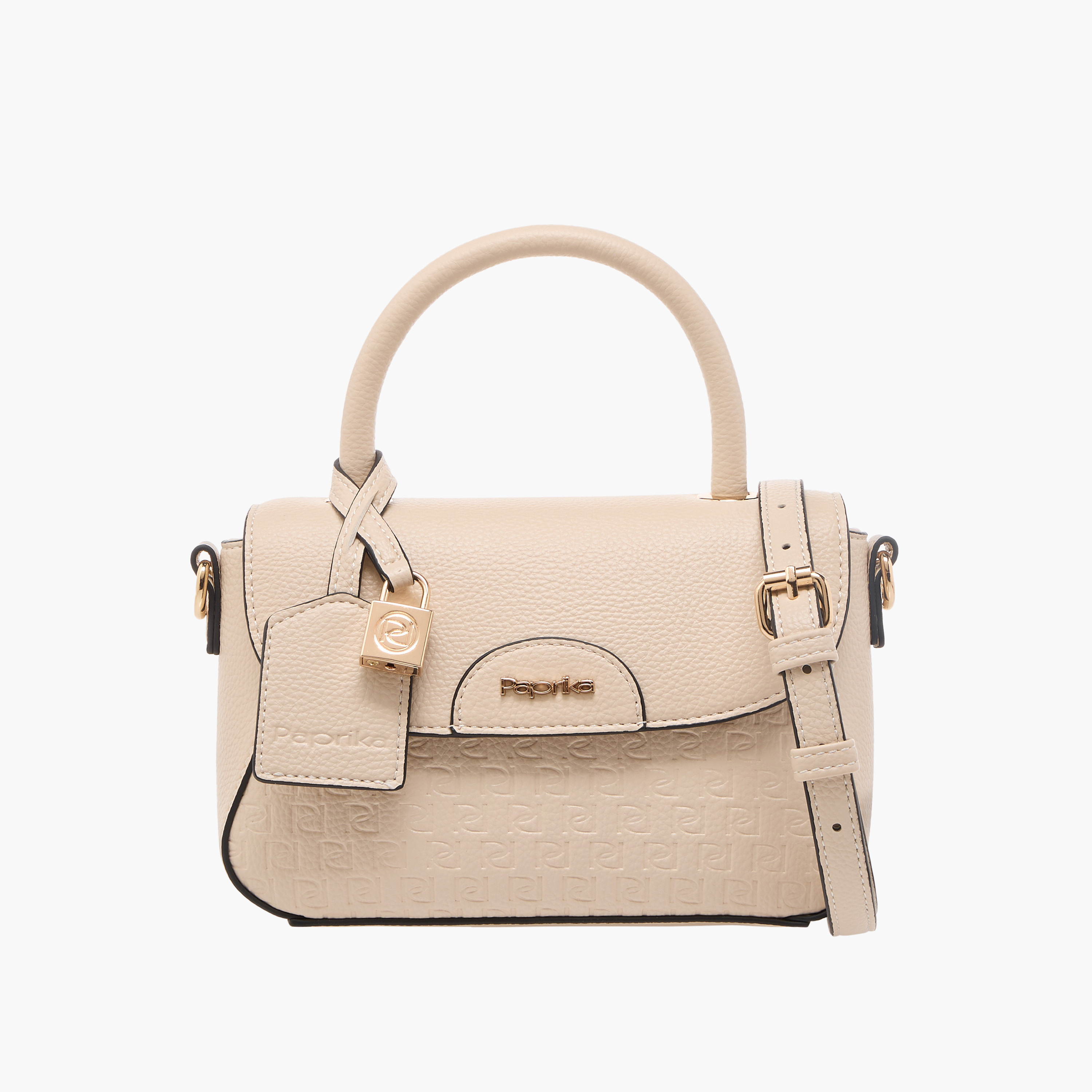 شنطة ساتشيل بنقوش مونوجرام وزر إغلاق من بابريكا-women-bagsandwallets-handbags-image-1
