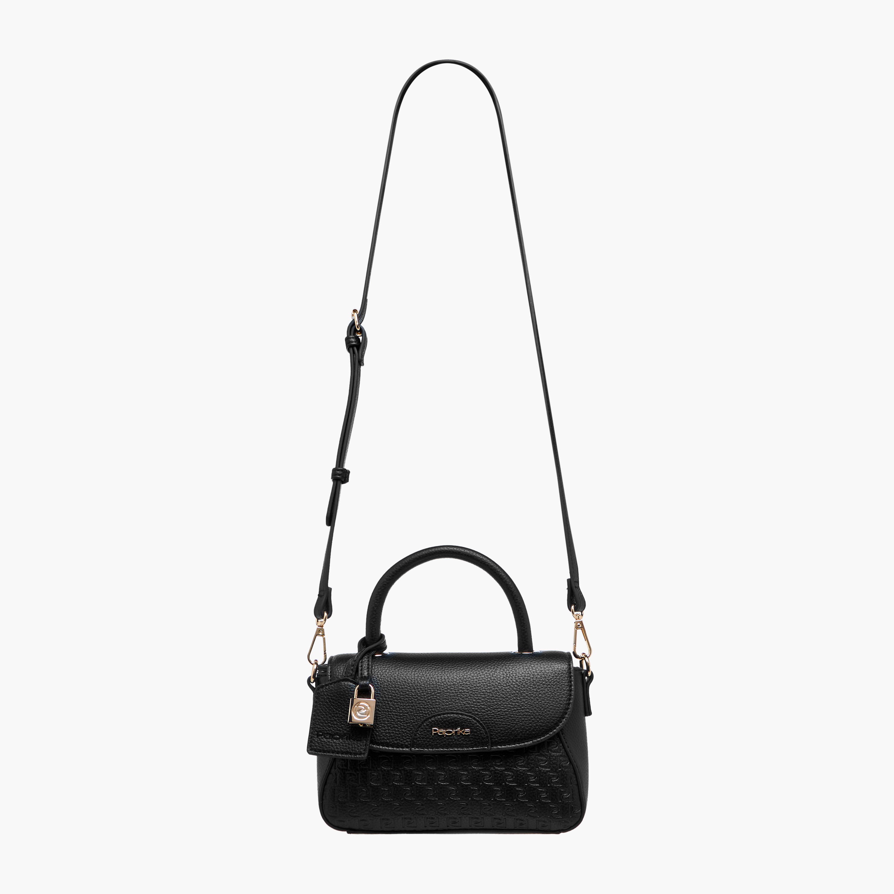 Paprika Monogram Embossed Satchel Bag with Button Closure-women-bagsandwallets-handbags-image-3