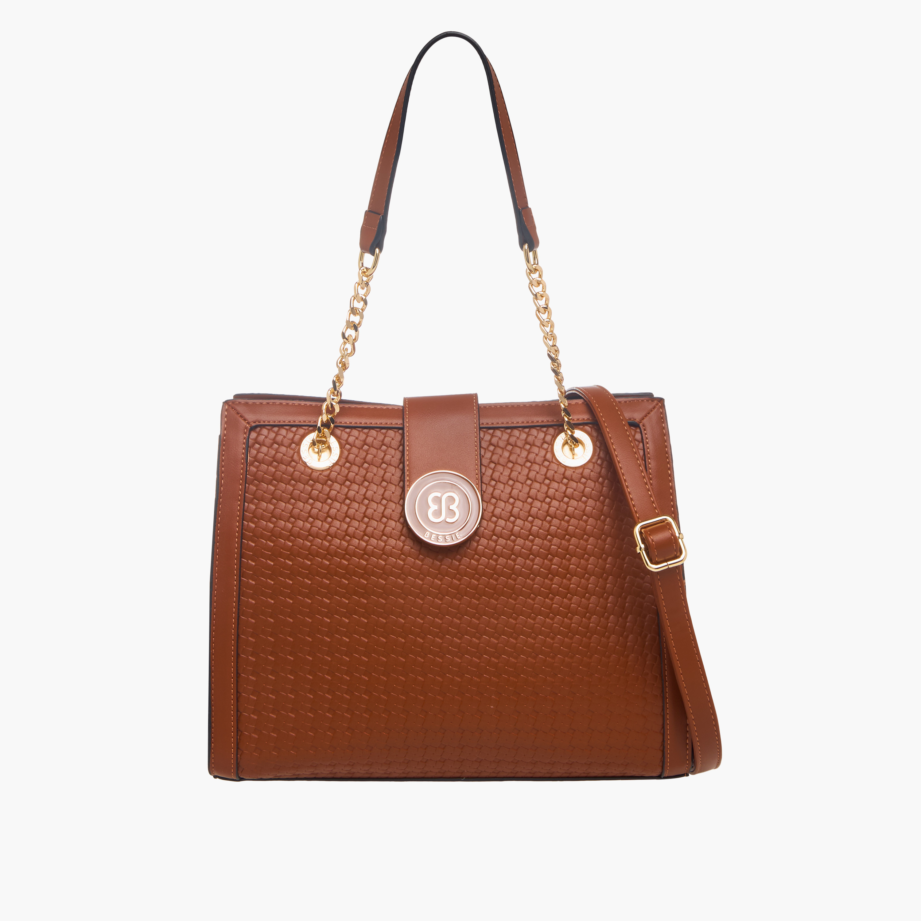 شنطة توت منسوجة بارزة الملمس بمقبض مزدوج من بيسي لندن-women-bagsandwallets-handbags-image-1