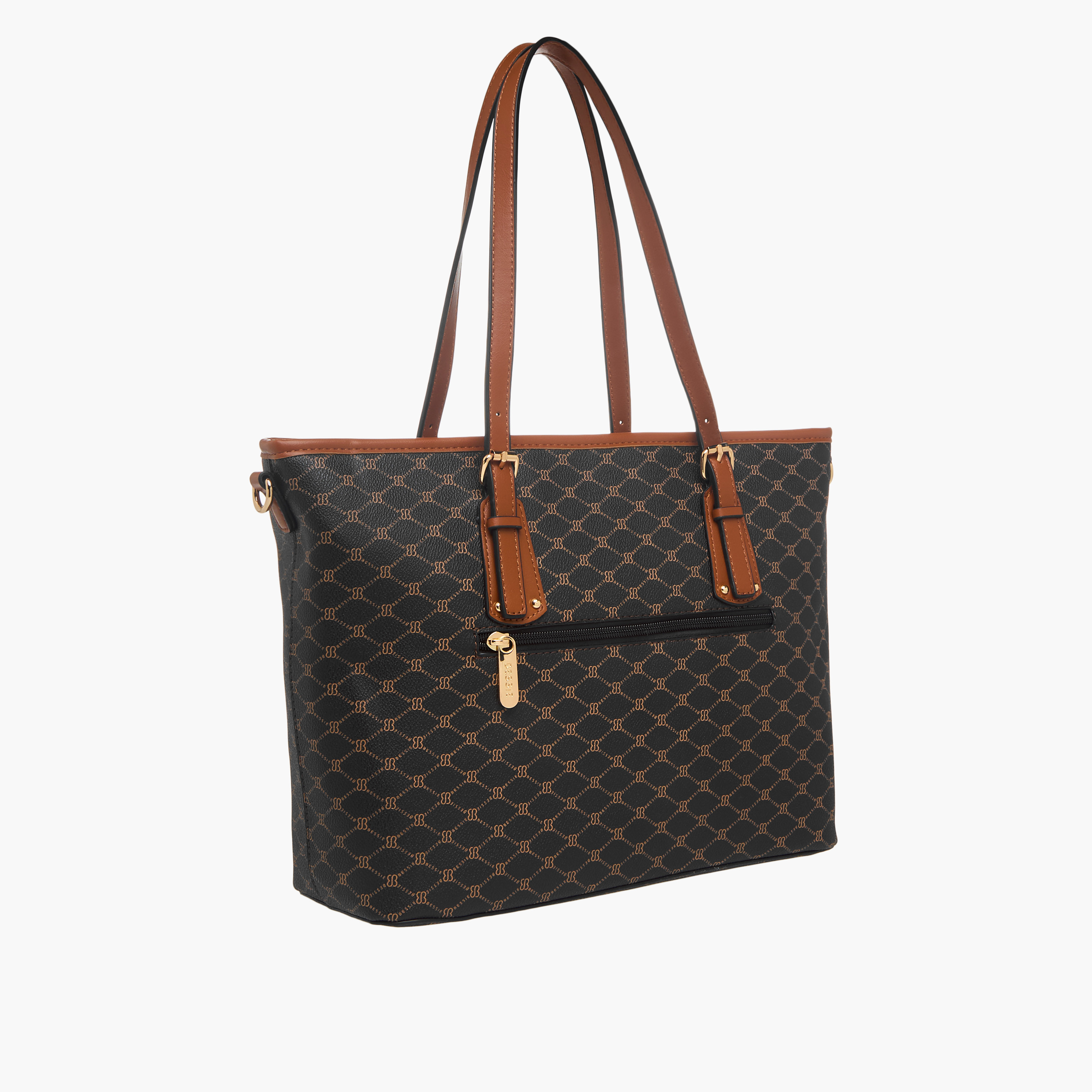 Bessie London Monogram Print Tote Bag with Detachable Pouch-women-bagsandwallets-handbags-image-4