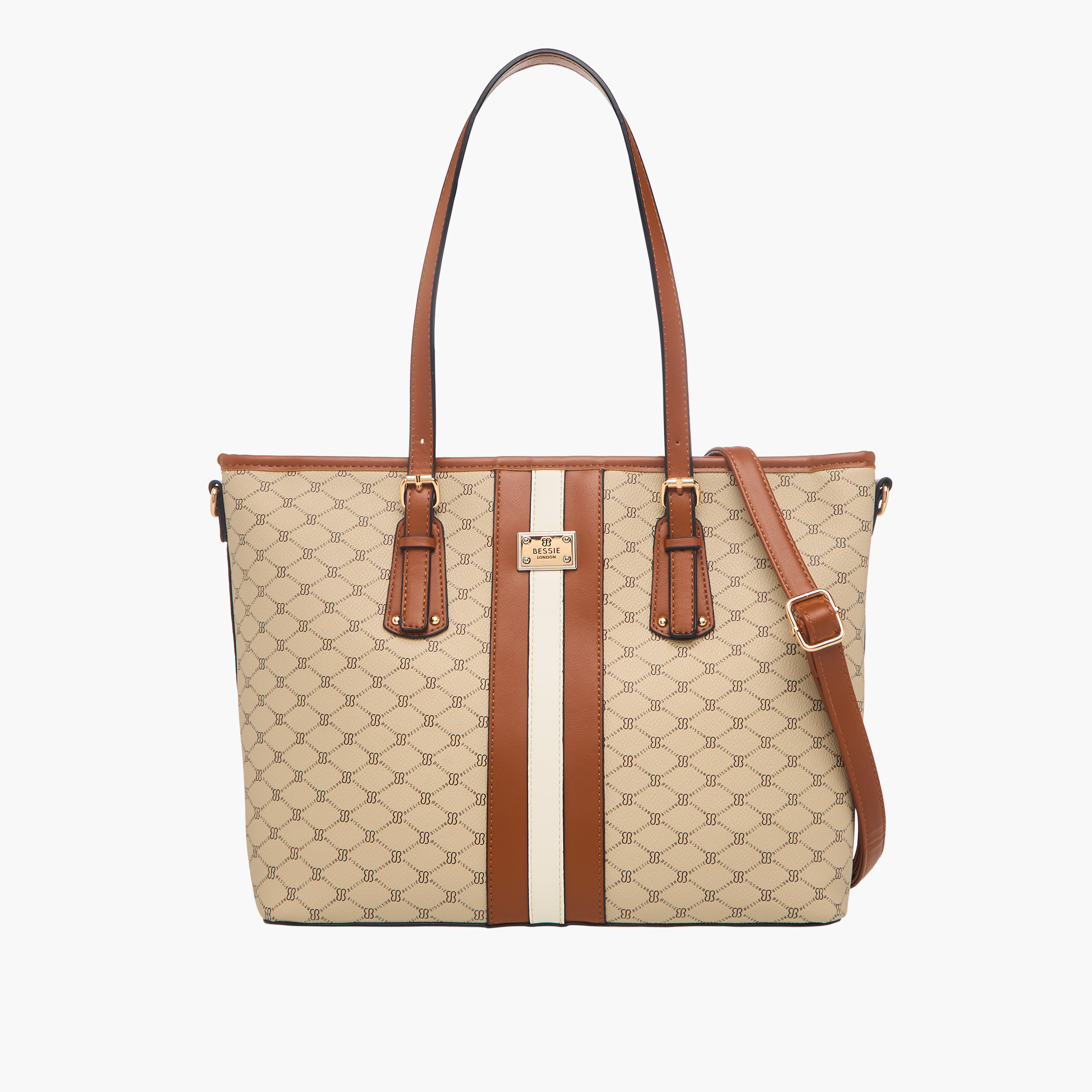 شنطة توت بطبعات مونوجرام وبشنطة صغيرة قابلة للفصل من بيسي لندن-women-bagsandwallets-handbags-image-1