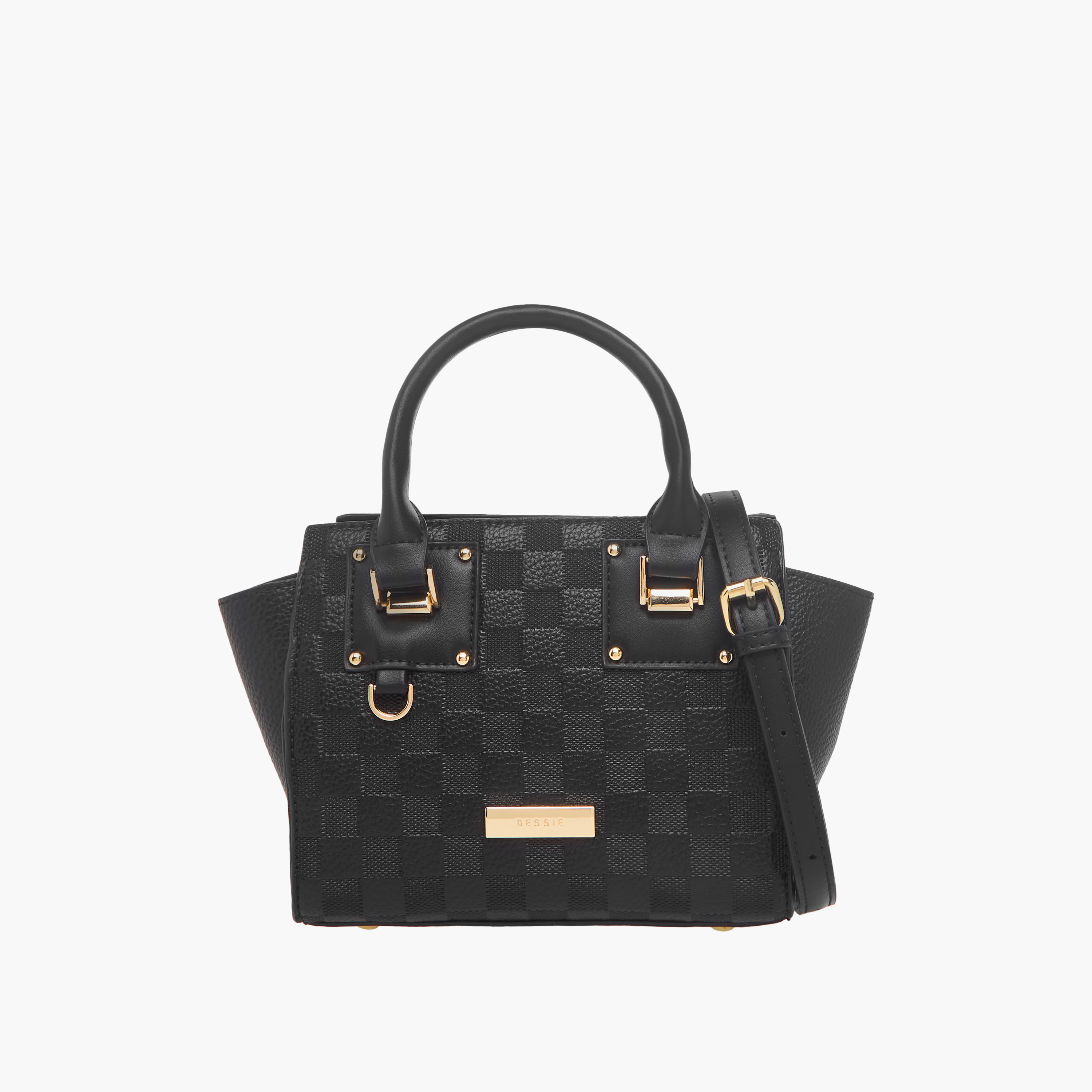 Bessie London Textured Tote Bag with Double Handles-women-bagsandwallets-handbags-image-1