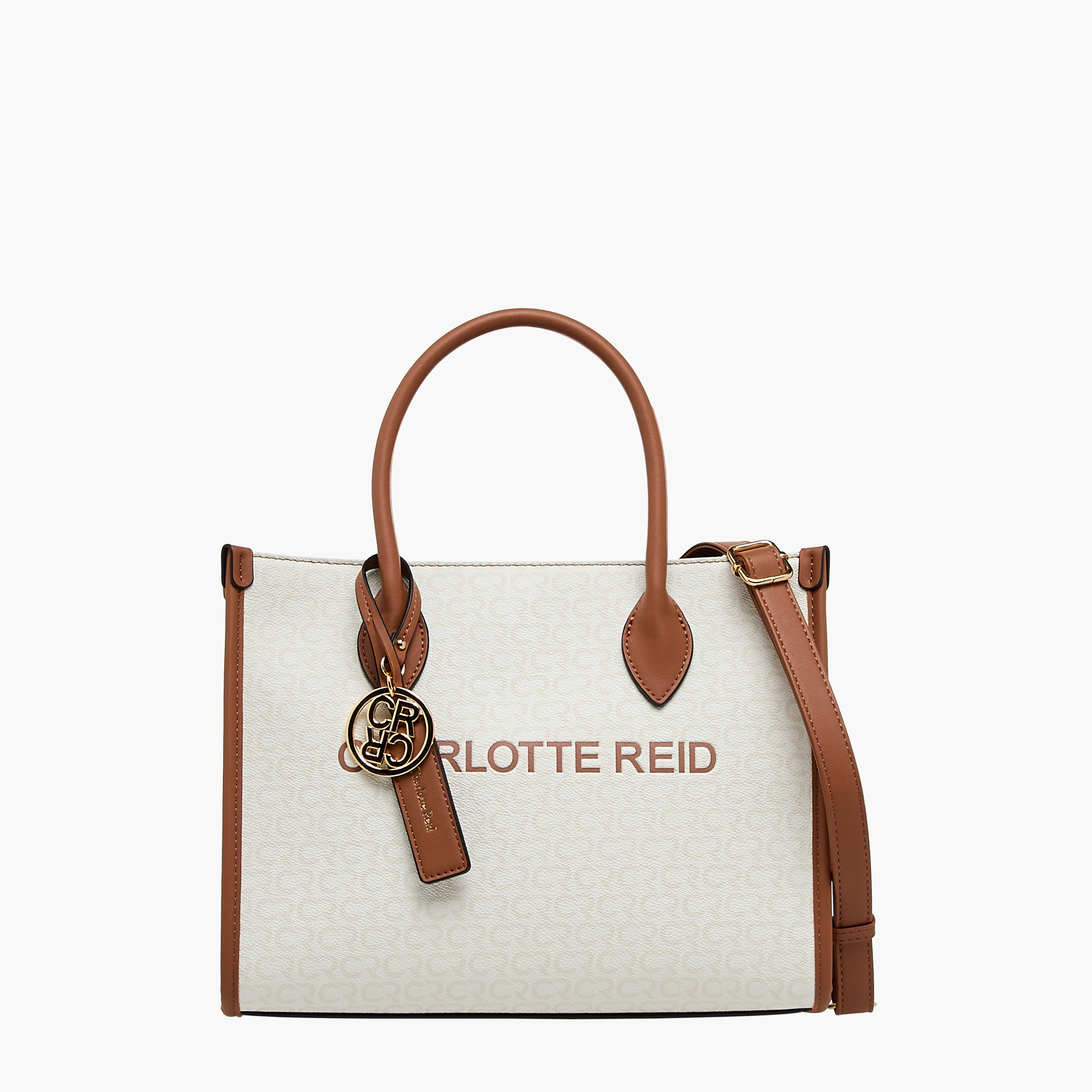 Charlotte Reid Logo Embossed Tote Bag with Double Handle-women-bagsandwallets-handbags-image-1