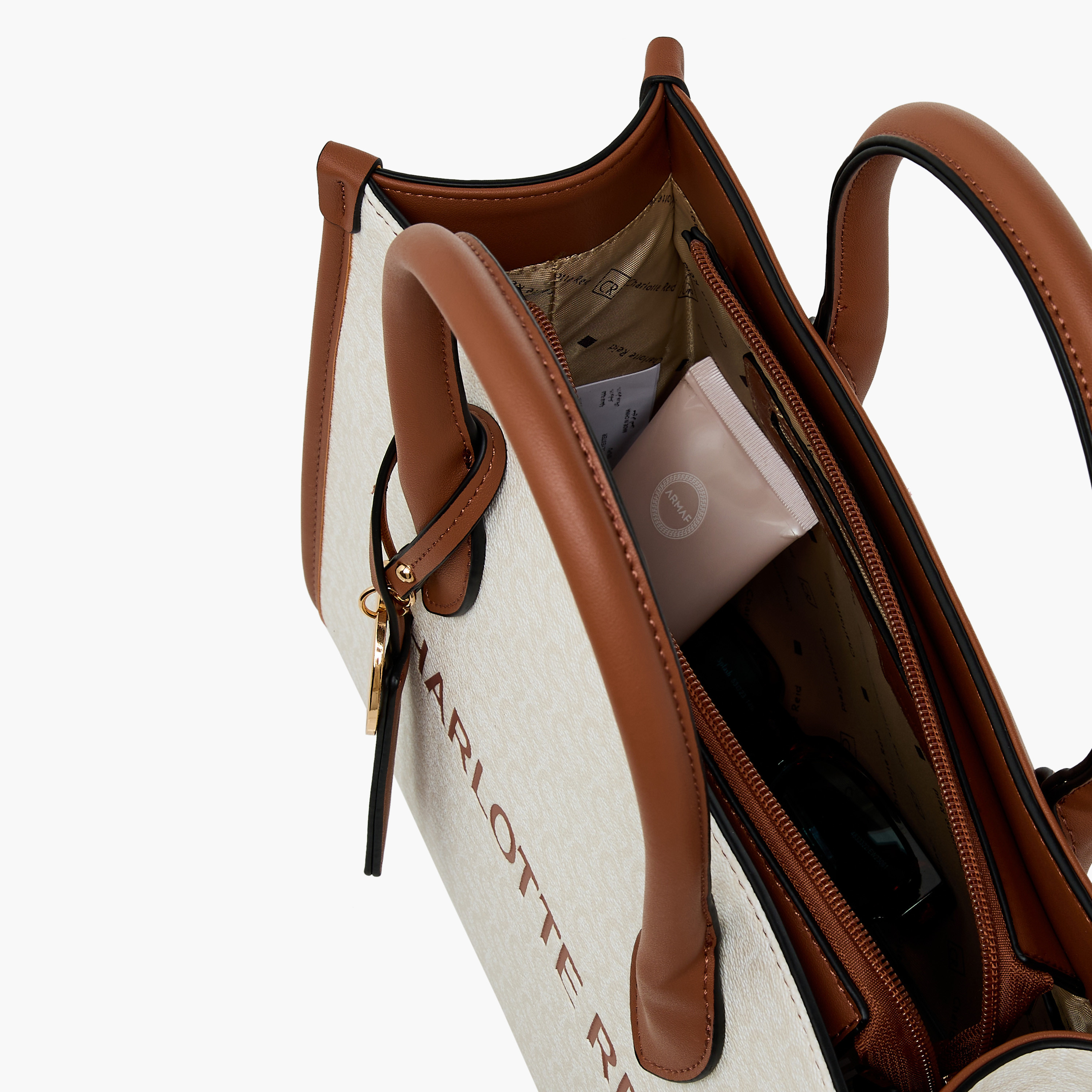 Charlotte Reid Logo Embossed Tote Bag with Double Handle-women-bagsandwallets-handbags-image-10