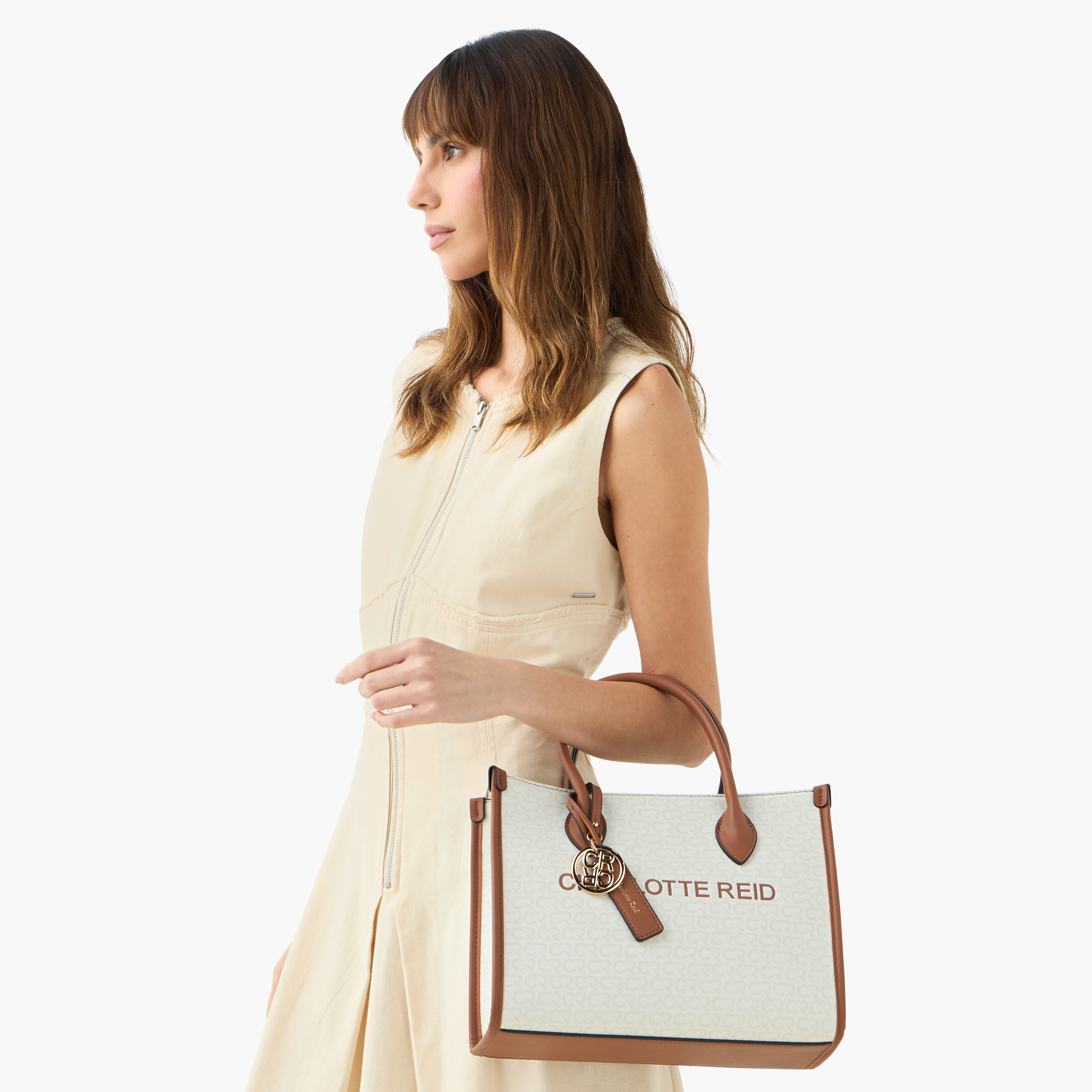 Charlotte Reid Logo Embossed Tote Bag with Double Handle-women-bagsandwallets-handbags-image-2