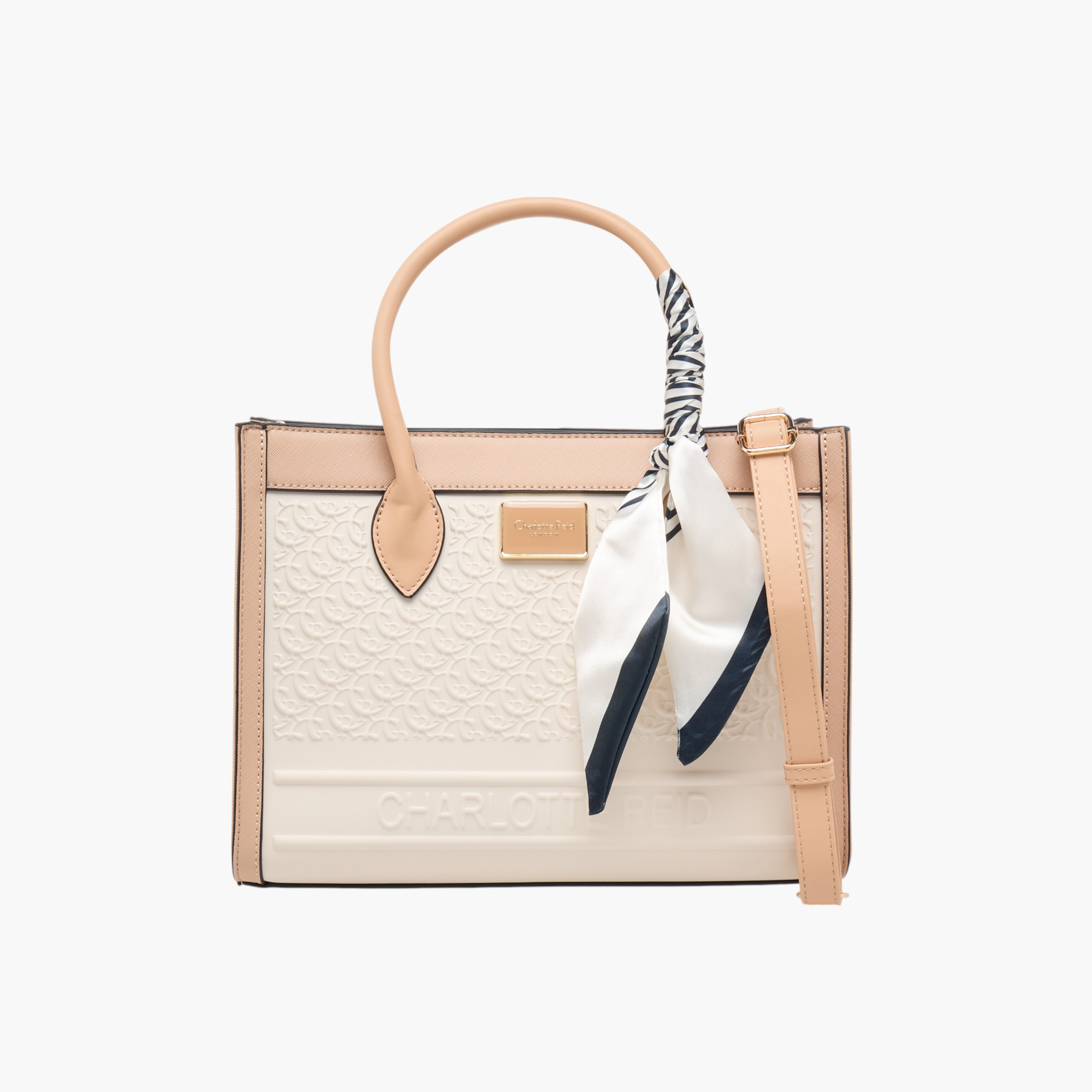 شنطة توت بنقوش مونوجرام وحزام قابل للفصل وسحاب إغلاق من شارلوت ريد-women-bagsandwallets-handbags-image-1