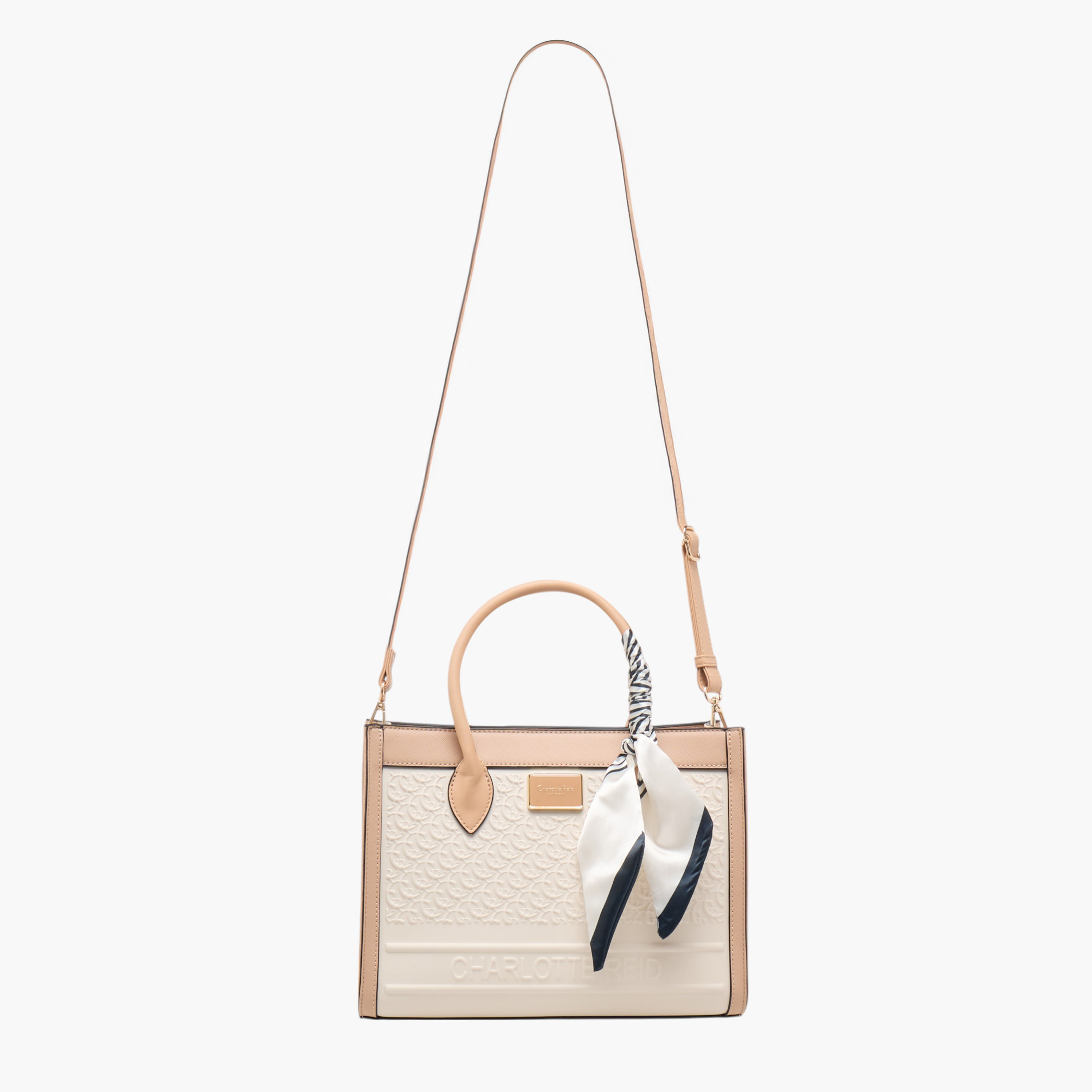 شنطة توت بنقوش مونوجرام وحزام قابل للفصل وسحاب إغلاق من شارلوت ريد-women-bagsandwallets-handbags-image-3
