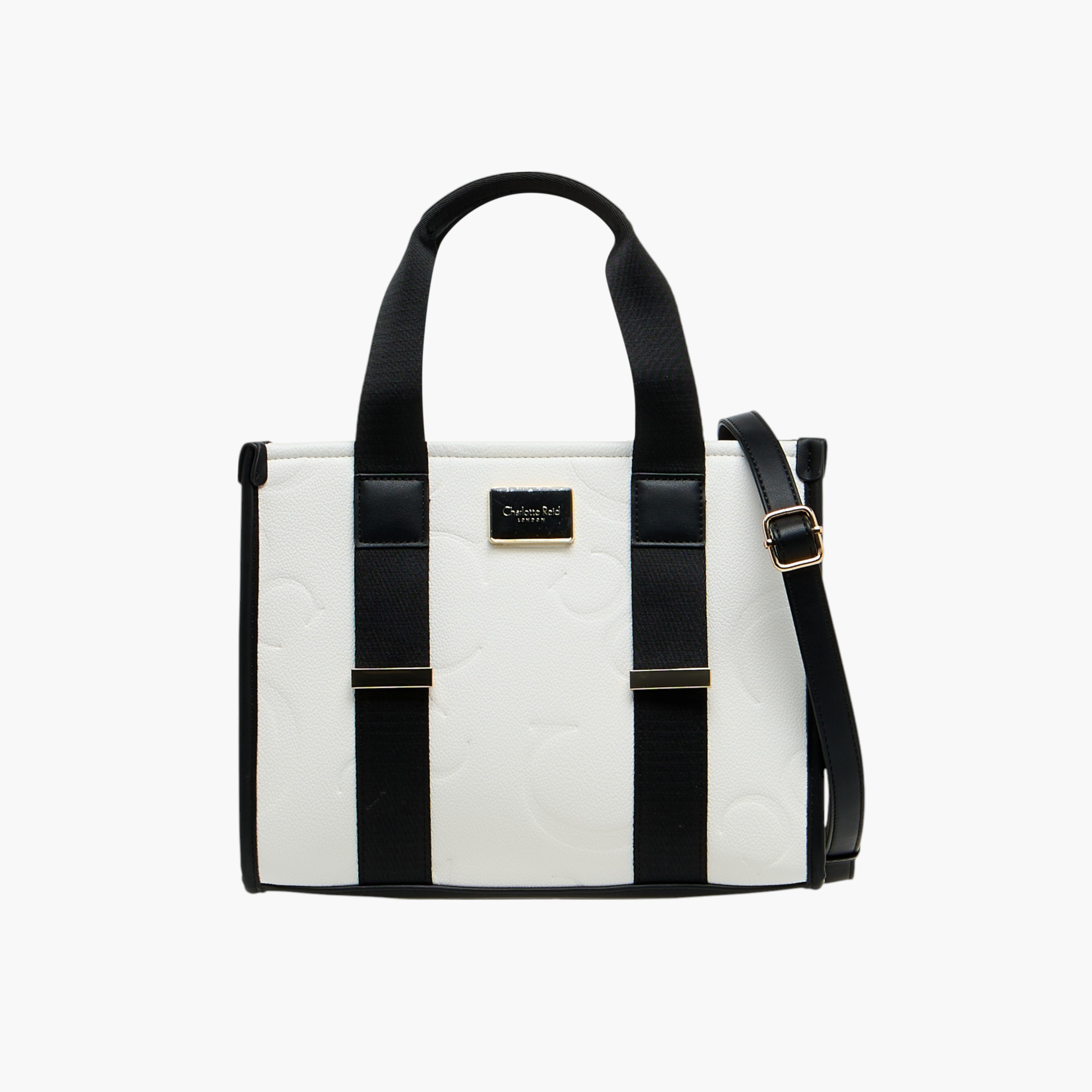 Charlotte Reid Monogram Embossed Tote Bag with Detachable Strap and Zip Closure-women-bagsandwallets-handbags-image-1